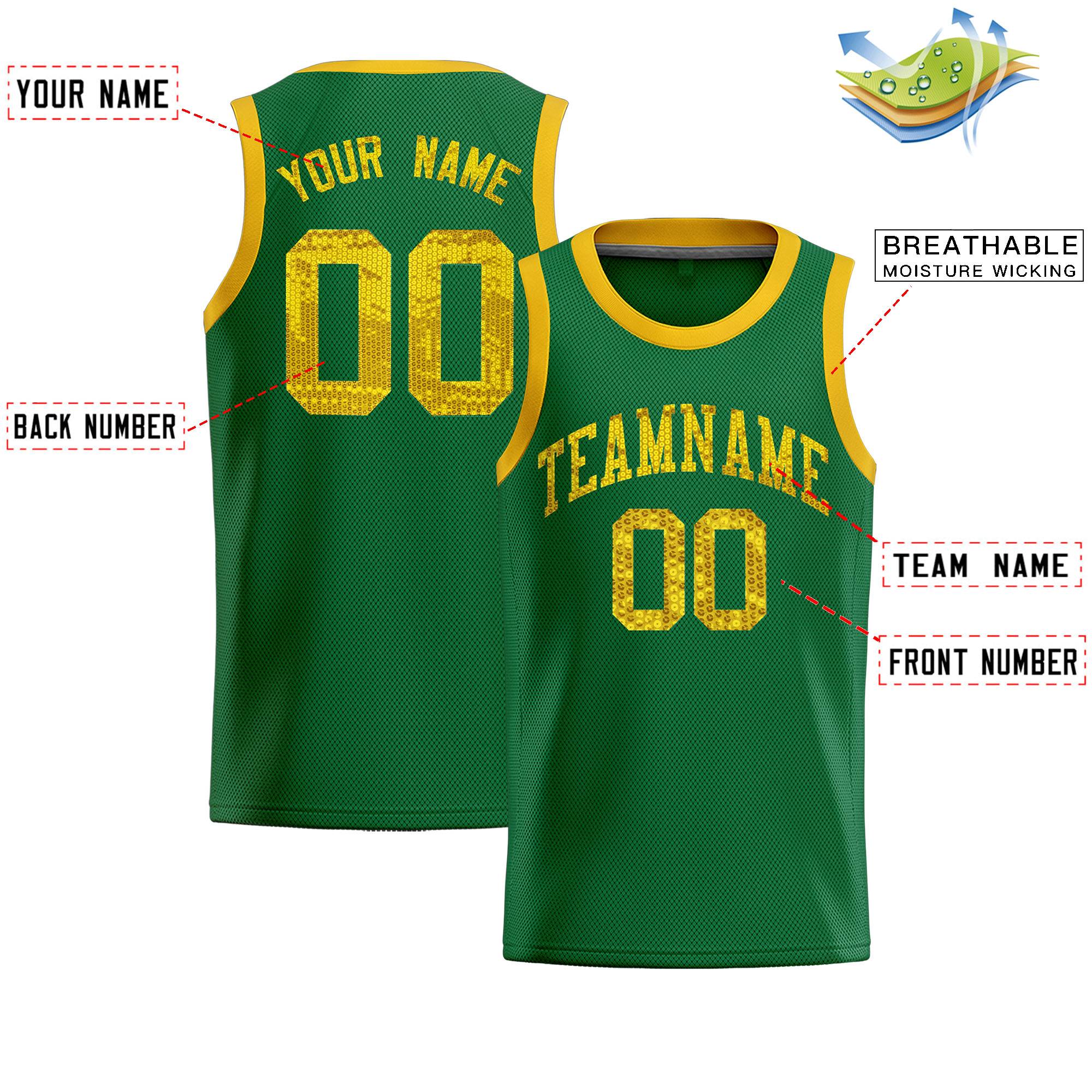 Custom Kelly Green Sequined Tops Athletic Basketball Jersey|KXKSHOP