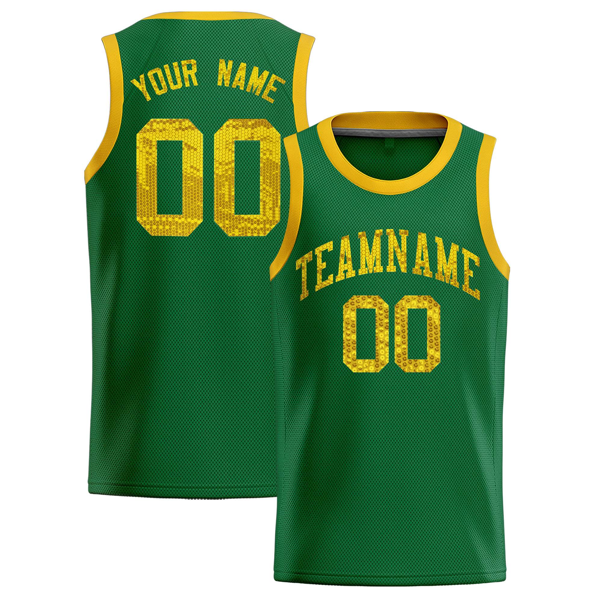 Custom Kelly Green Sequined Tops Athletic Basketball Jersey|KXKSHOP
