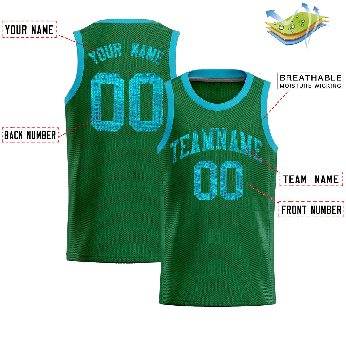 Custom Kelly Green Sequined Tops Athletic Basketball Jersey|KXKSHOP