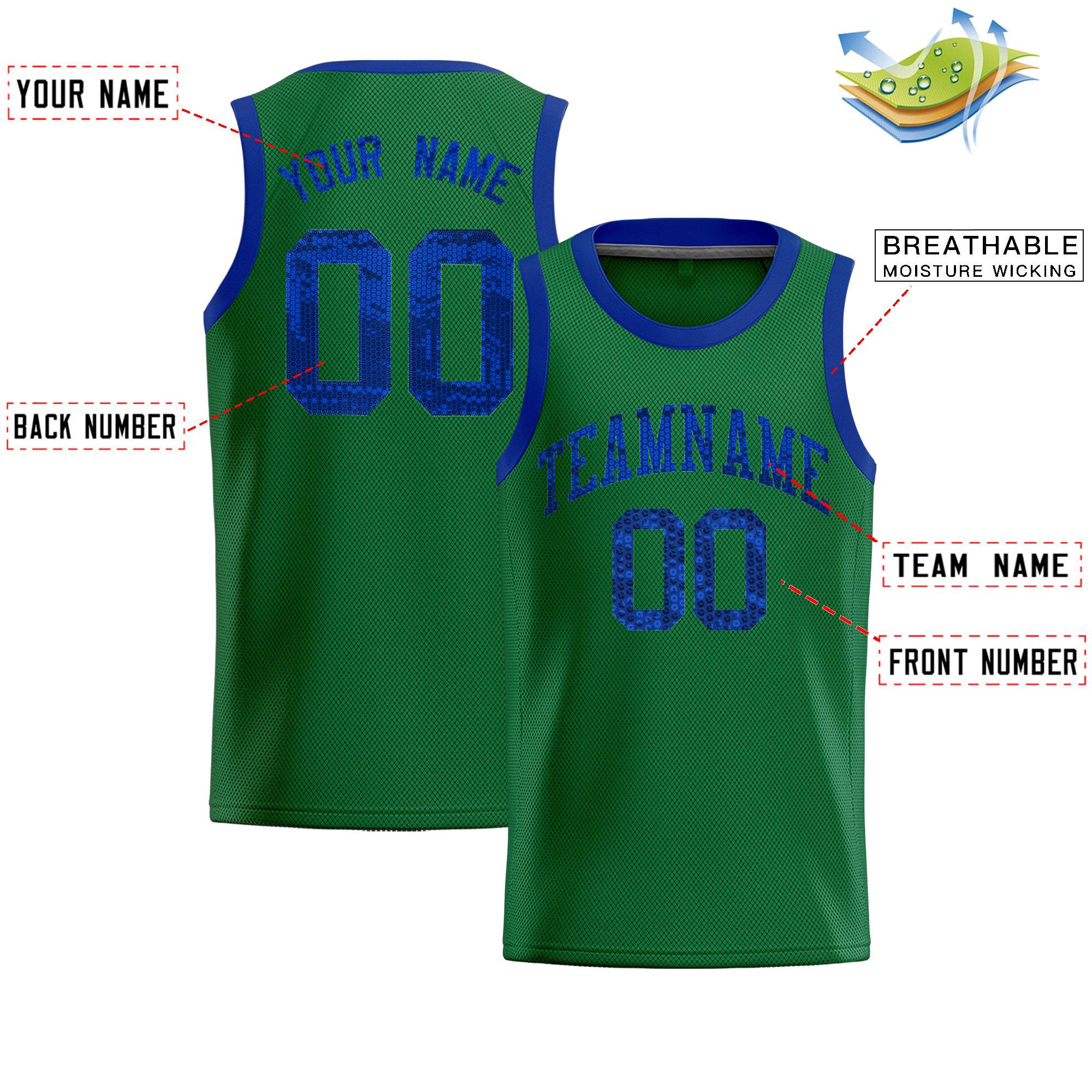 Custom Kelly Green Sequined Tops Athletic Basketball Jersey|KXKSHOP