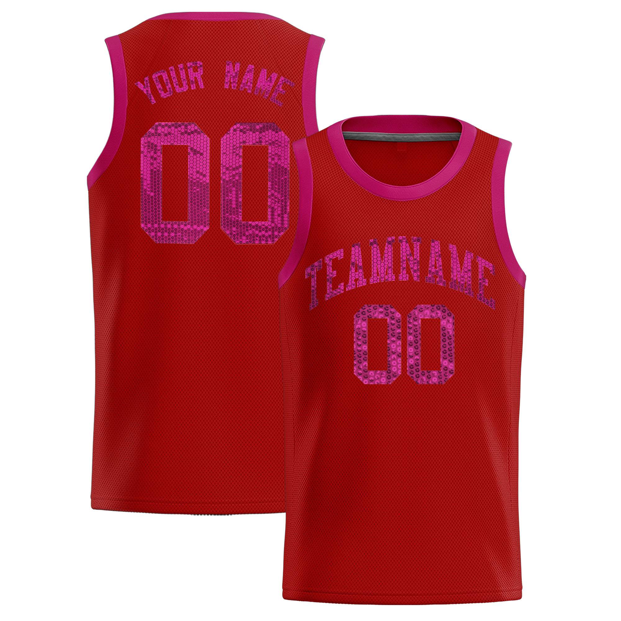 Custom Red Sequined Tops Athletic Basketball Jersey|KXKSHOP