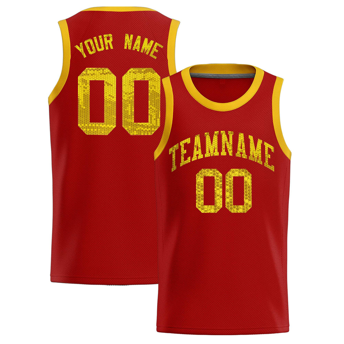 Custom Red Sequined Tops Athletic Basketball Jersey|KXKSHOP
