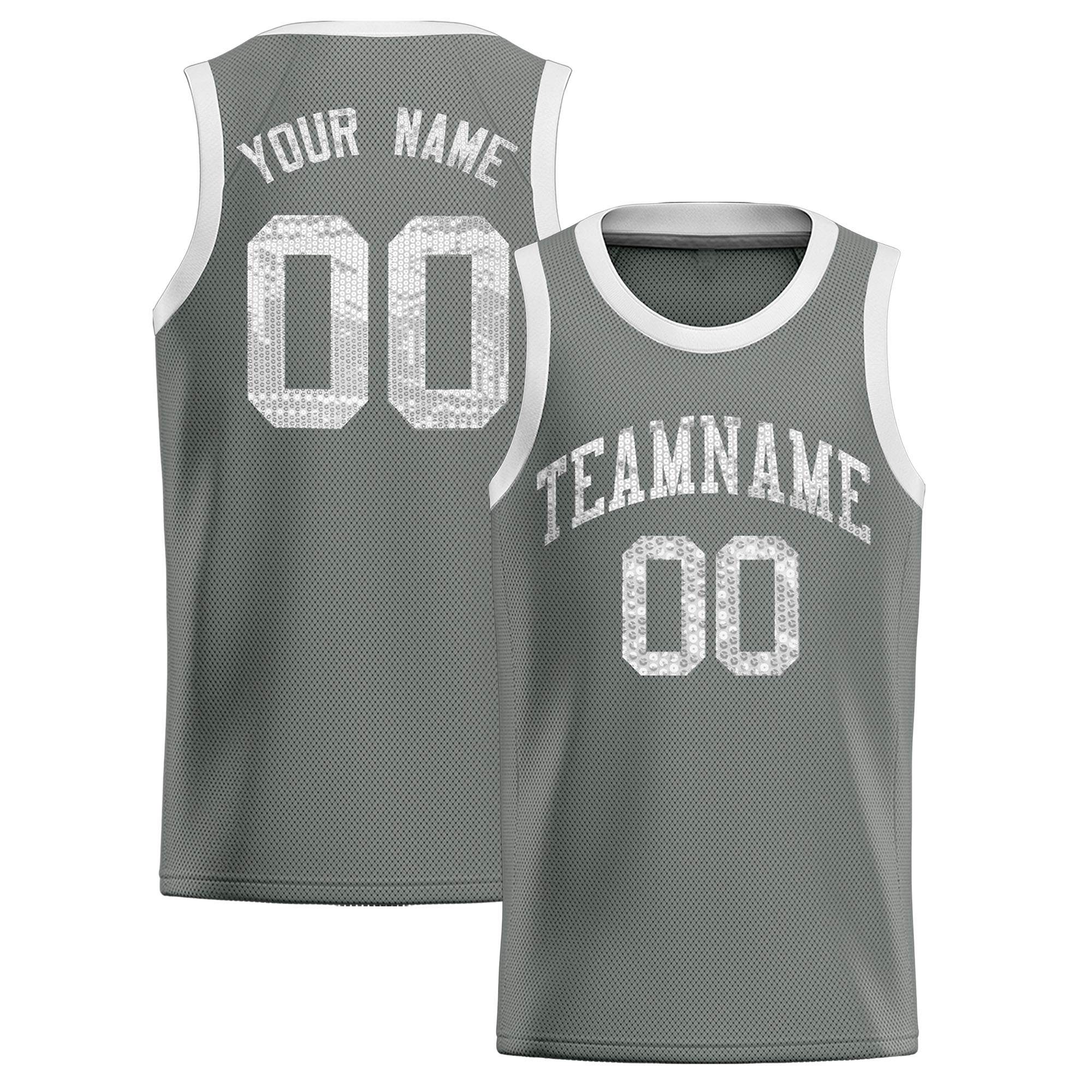 Custom Gray Sequined Tops Athletic Basketball Jersey|KXKSHOP