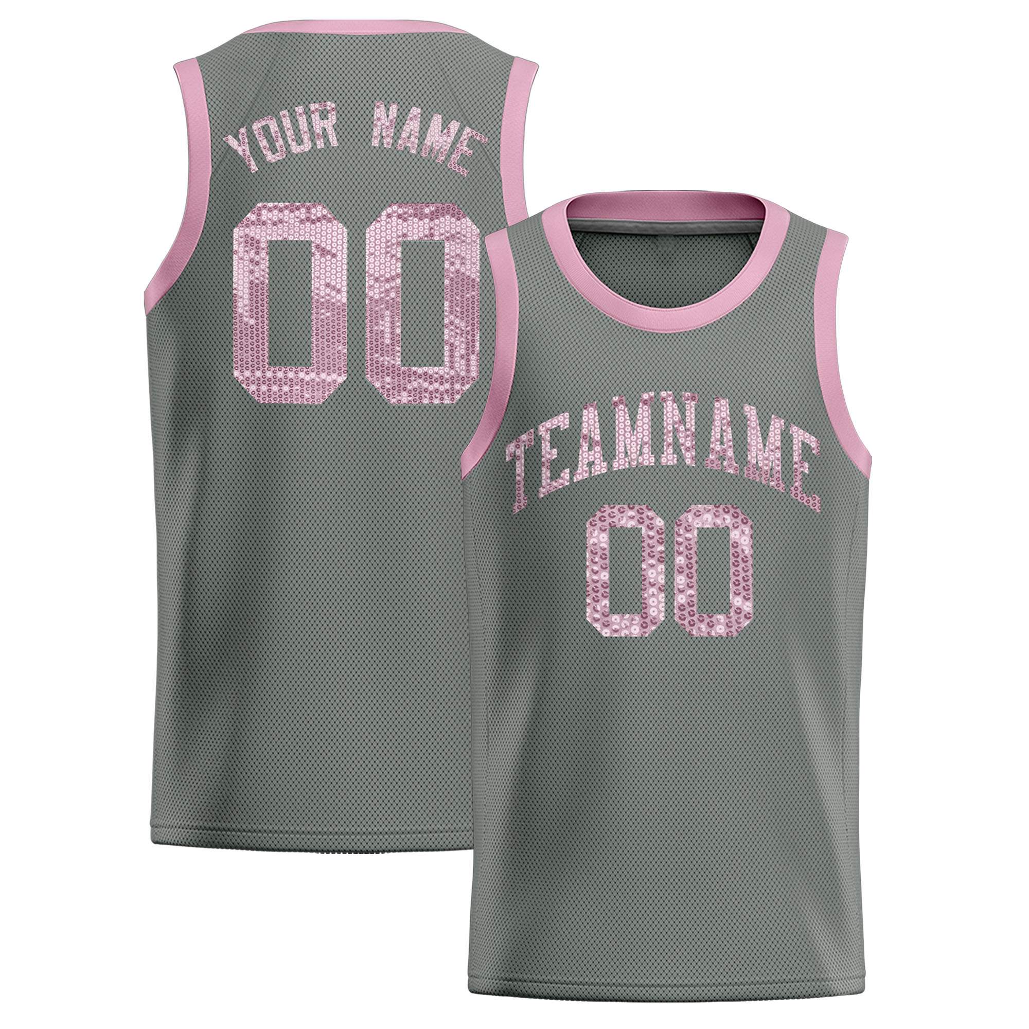Custom Gray Sequined Tops Athletic Basketball Jersey|KXKSHOP