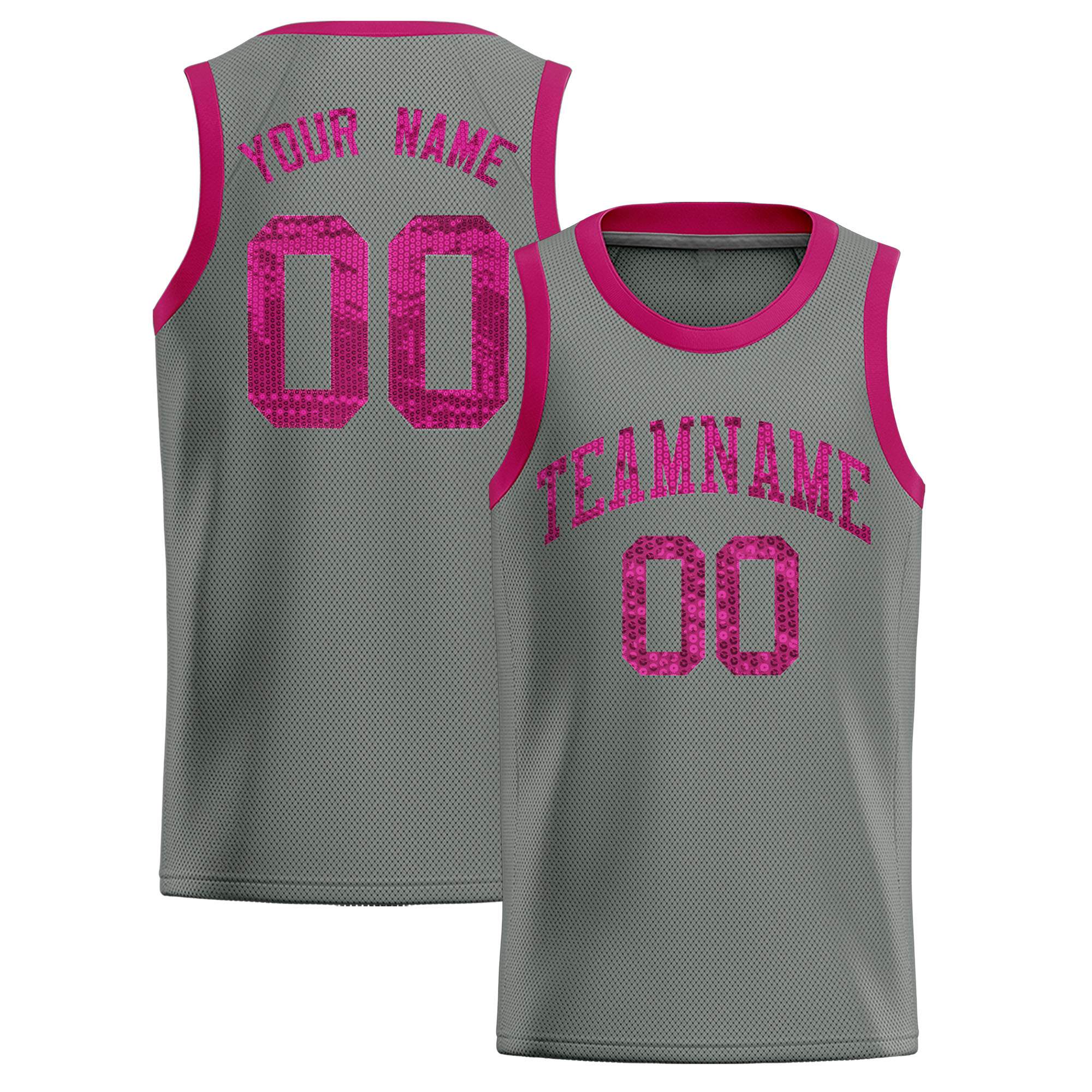 Custom Gray Sequined Tops Athletic Basketball Jersey|KXKSHOP