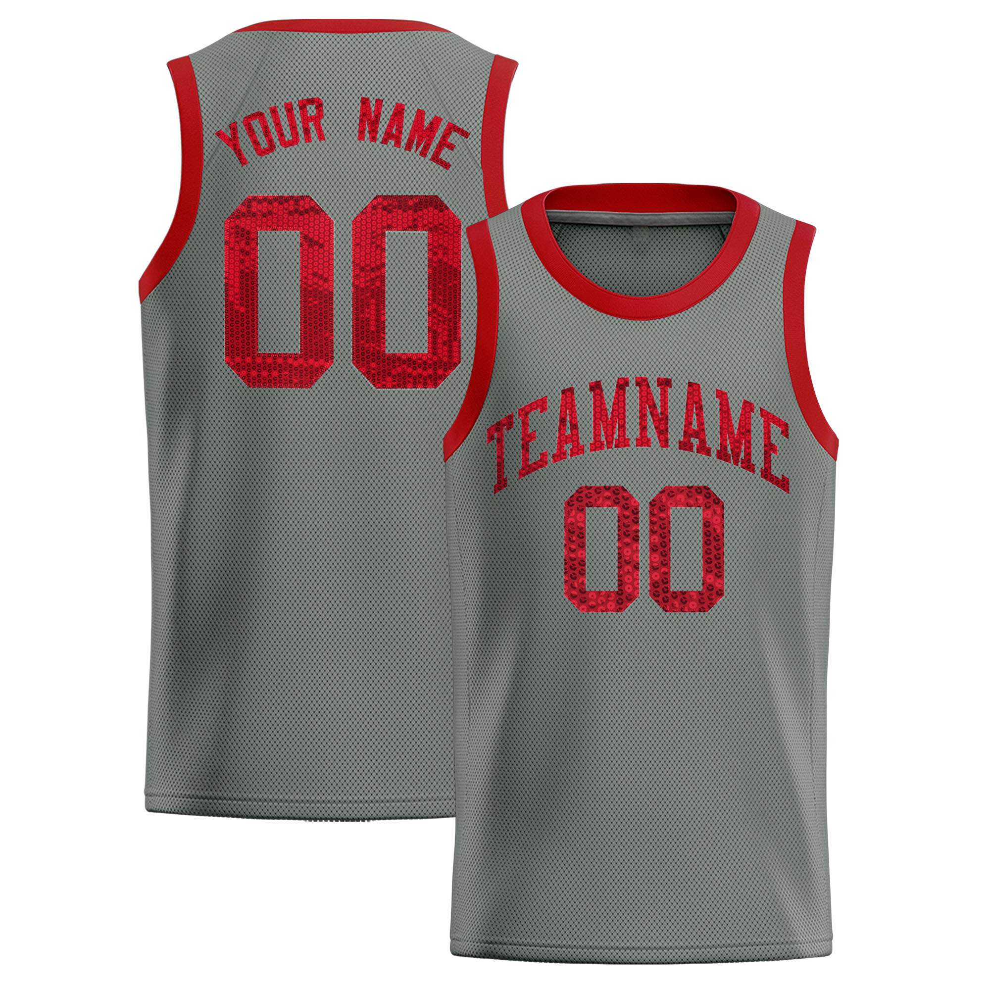 Custom Gray Sequined Tops Athletic Basketball Jersey|KXKSHOP