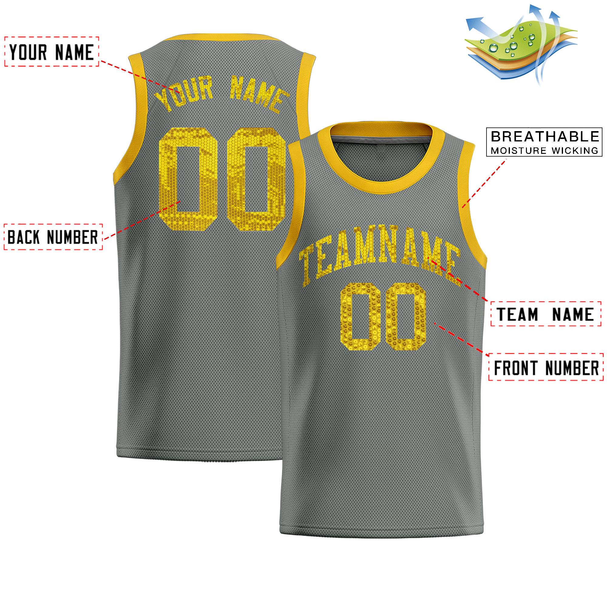 Custom Gray Sequined Tops Athletic Basketball Jersey|KXKSHOP
