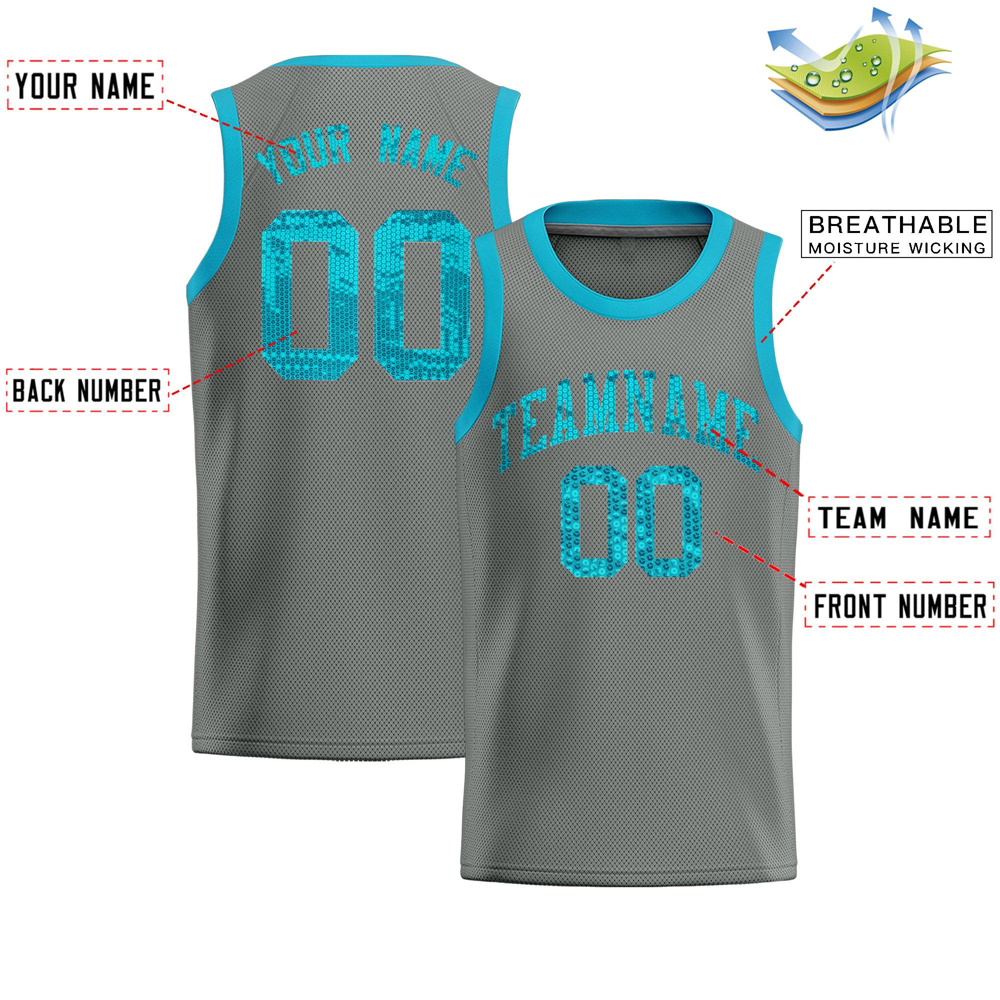 Custom Gray Sequined Tops Athletic Basketball Jersey|KXKSHOP
