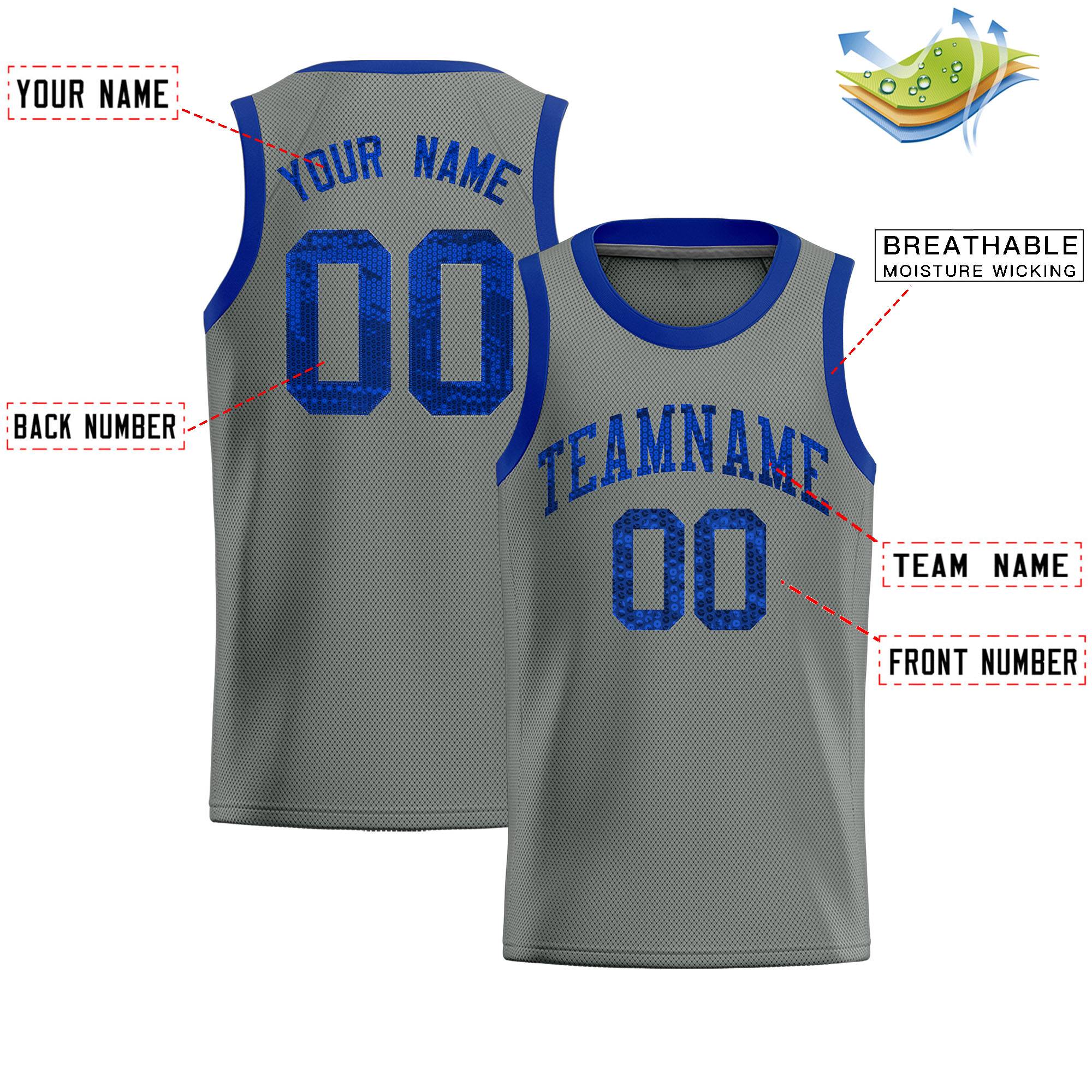 Custom Gray Sequined Tops Athletic Basketball Jersey|KXKSHOP