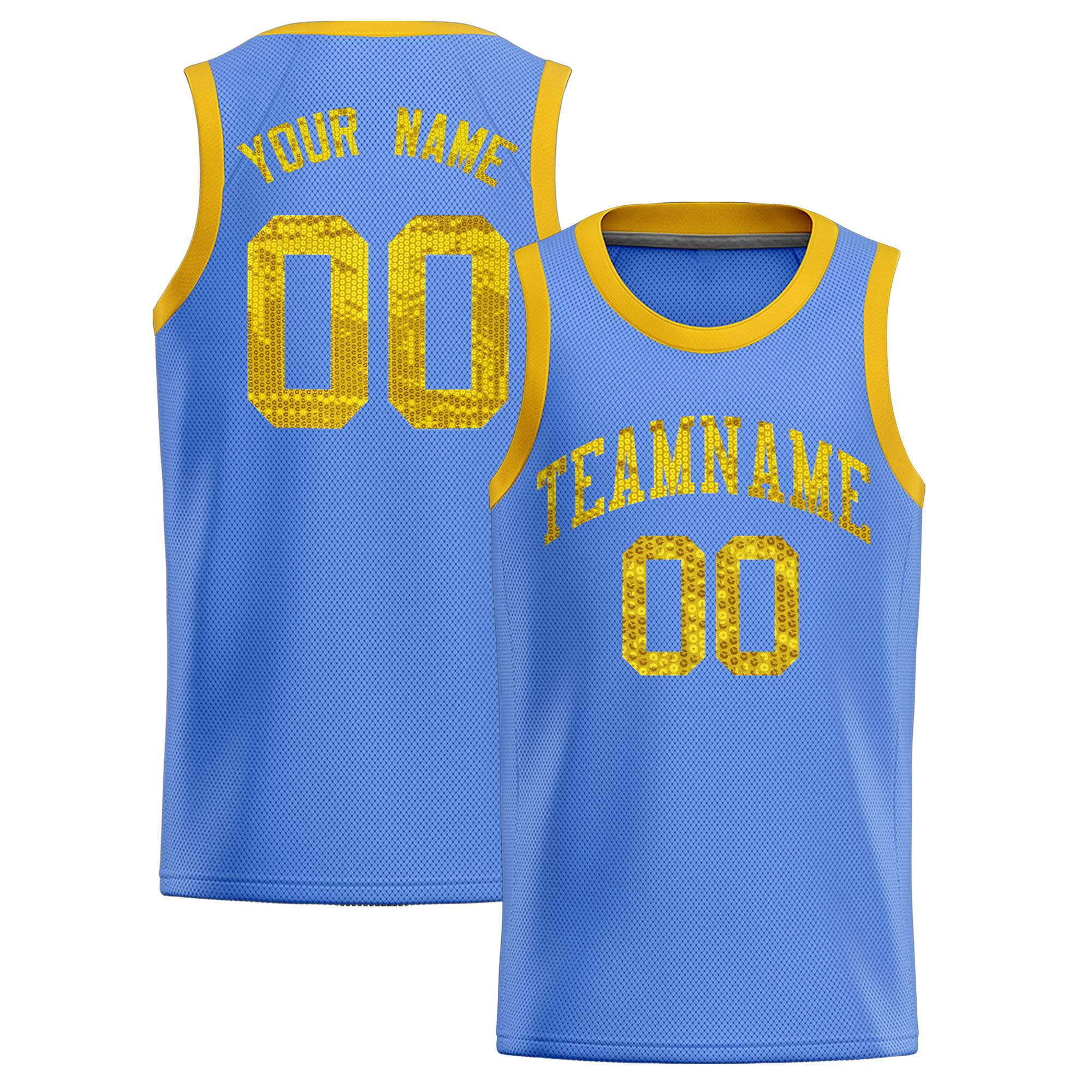 Custom Light Blue Sequined Tops Athletic Basketball Jersey|KXKSHOP