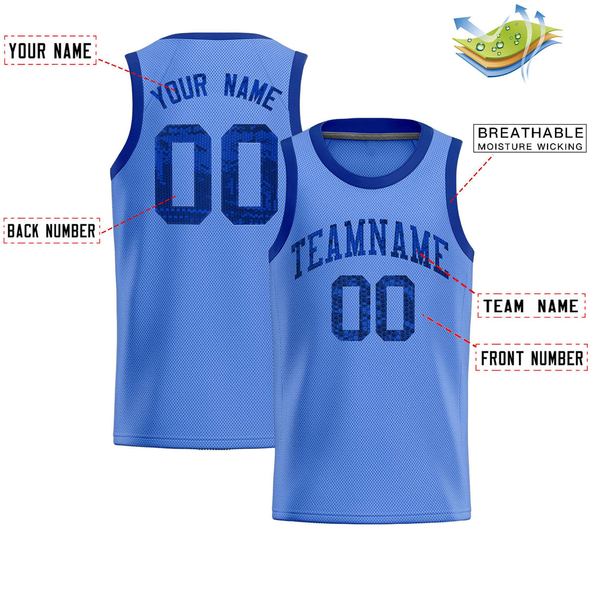 Custom Light Blue Sequined Tops Athletic Basketball Jersey|KXKSHOP