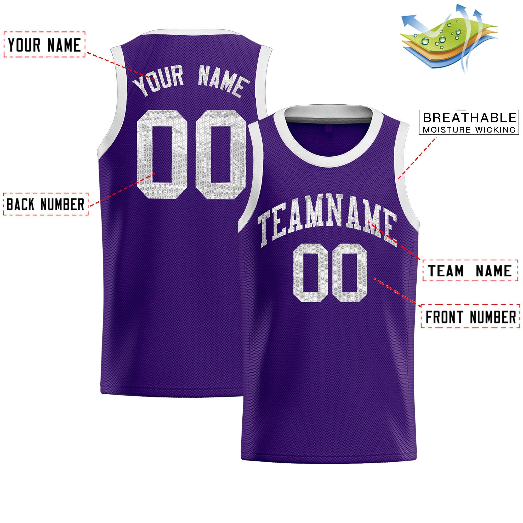 Custom Purple Sequined Tops Athletic Basketball Jersey|KXKSHOP