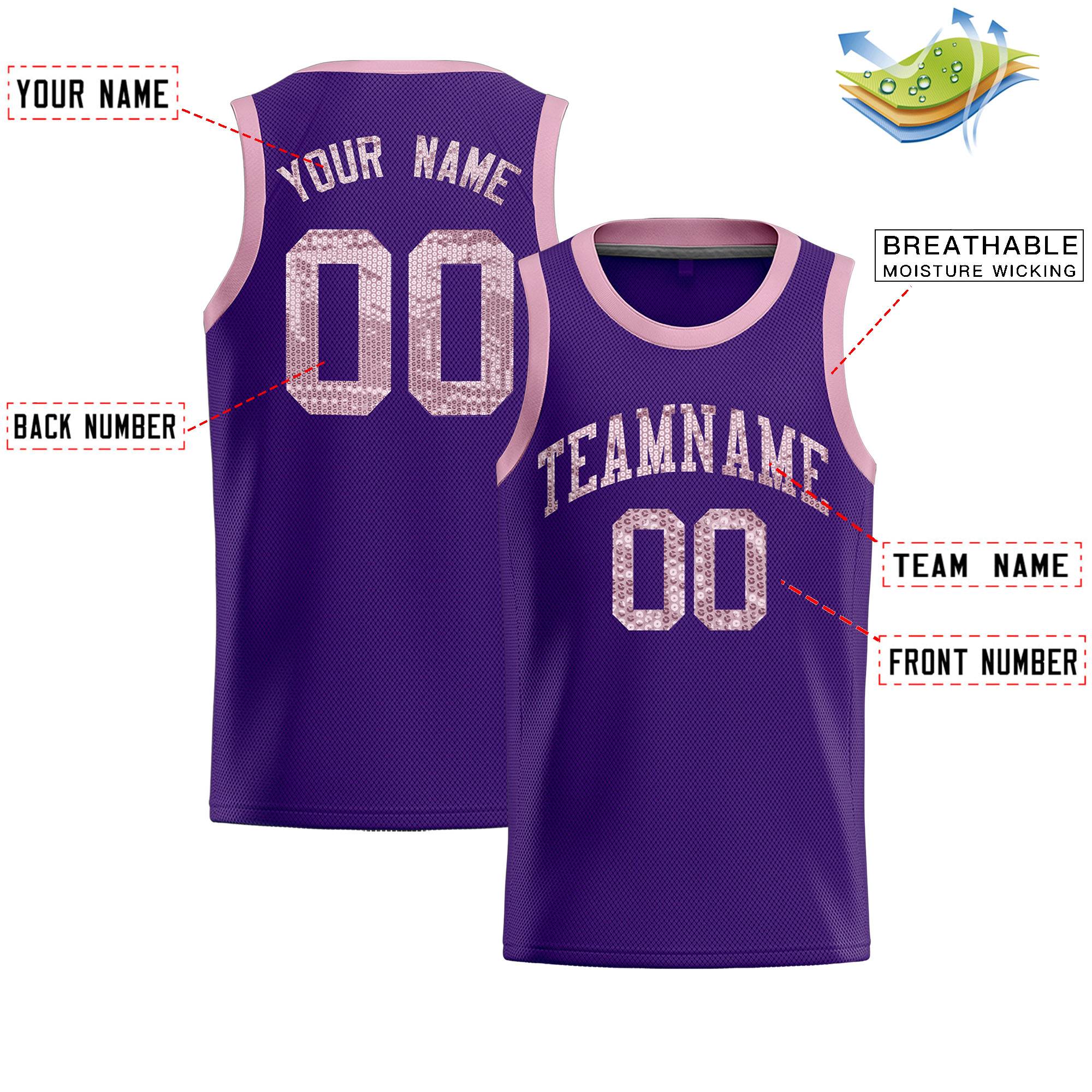Custom Purple Sequined Tops Athletic Basketball Jersey|KXKSHOP