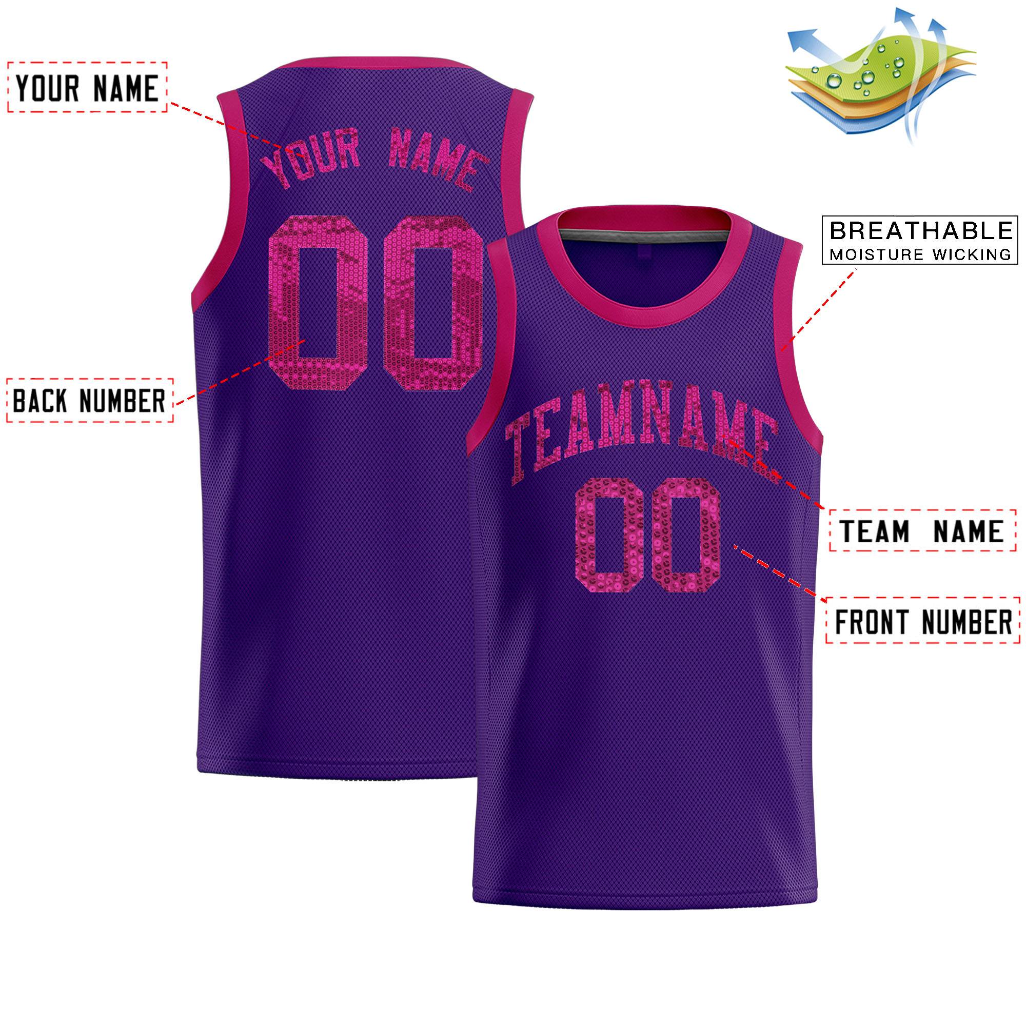 Custom Purple Sequined Tops Athletic Basketball Jersey|KXKSHOP