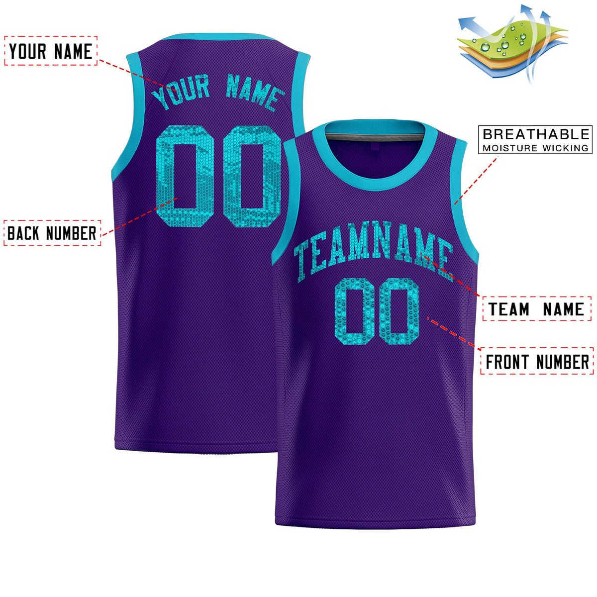 Custom Purple Sequined Tops Athletic Basketball Jersey|KXKSHOP