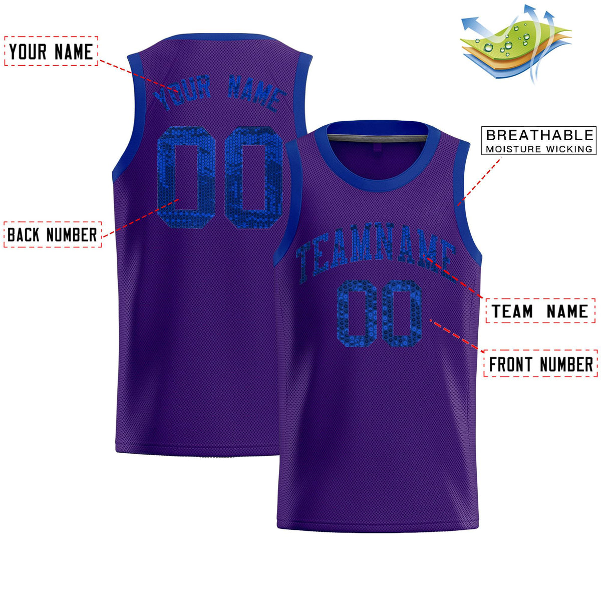 Custom Purple Sequined Tops Athletic Basketball Jersey|KXKSHOP