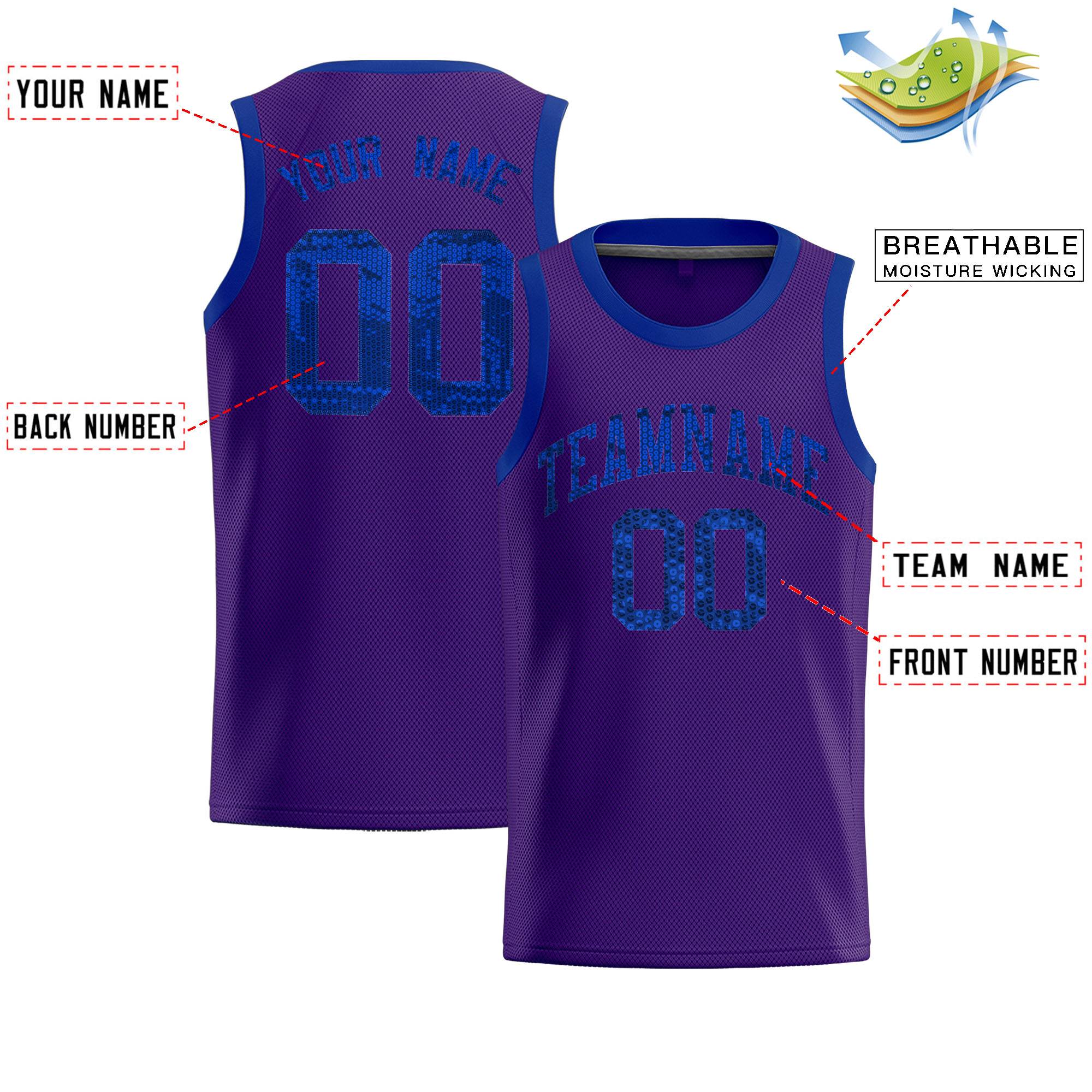 Custom Purple Sequined Tops Athletic Basketball Jersey|KXKSHOP