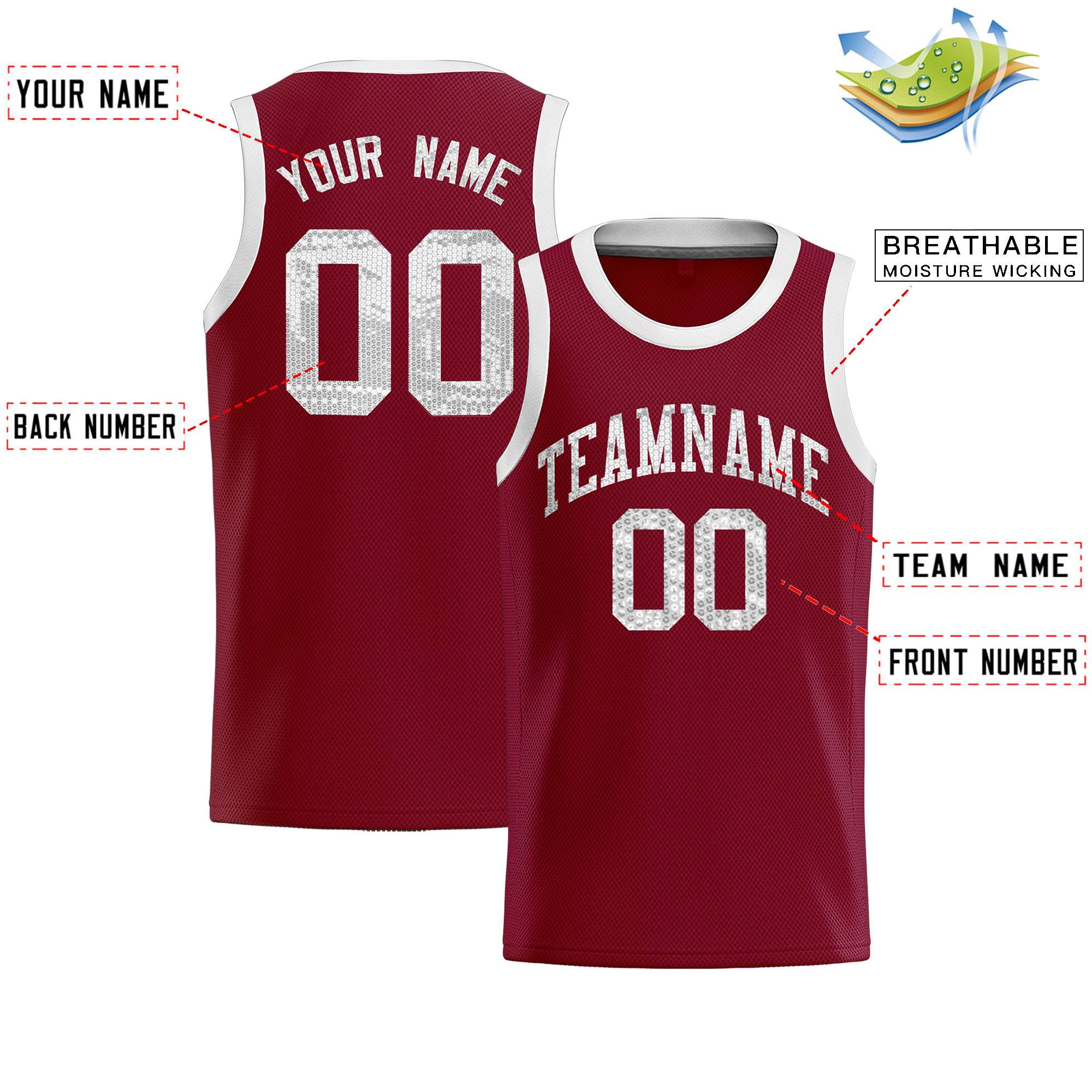 Custom Crimson Sequined Tops Athletic Basketball Jersey|KXKSHOP