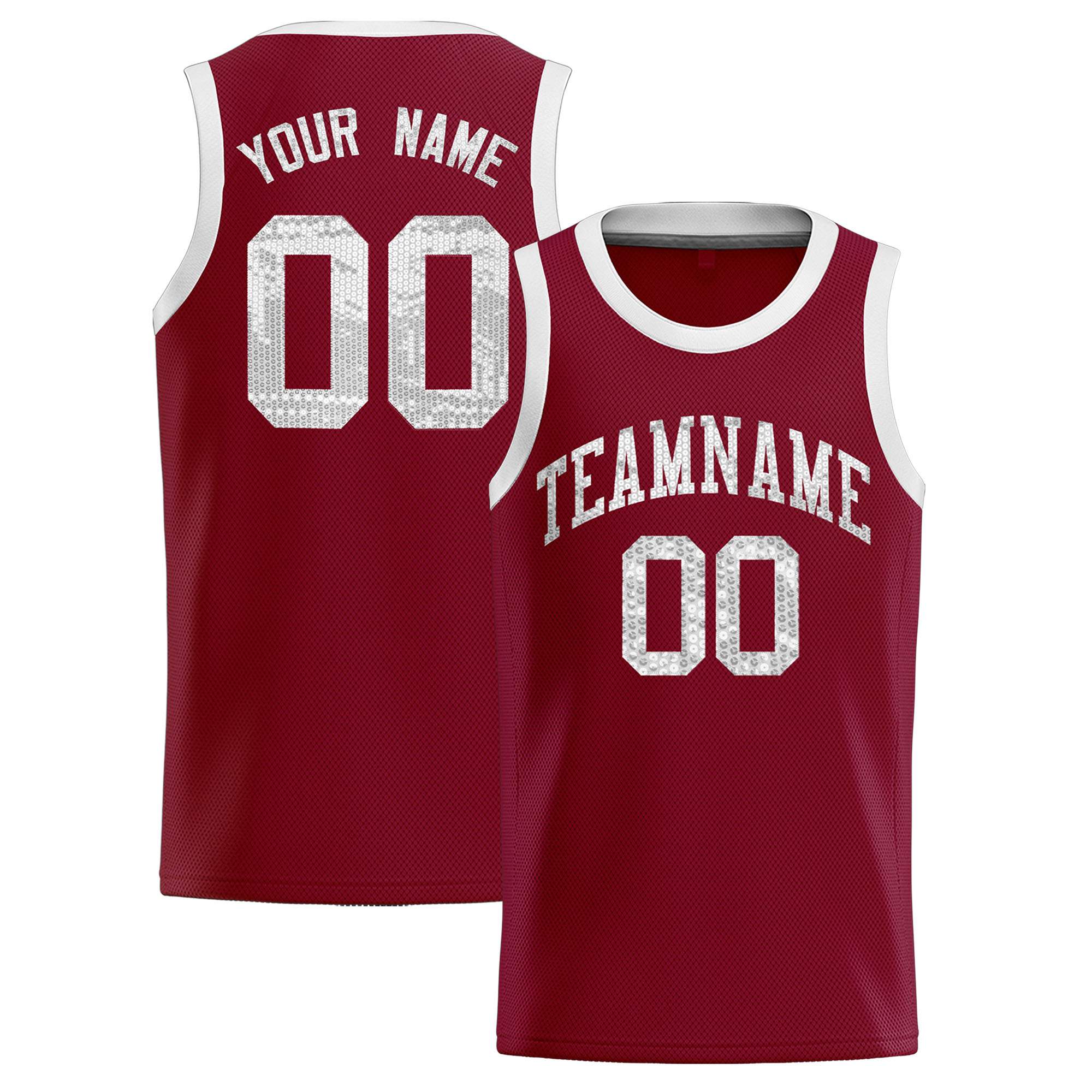 Custom Crimson Sequined Tops Athletic Basketball Jersey|KXKSHOP