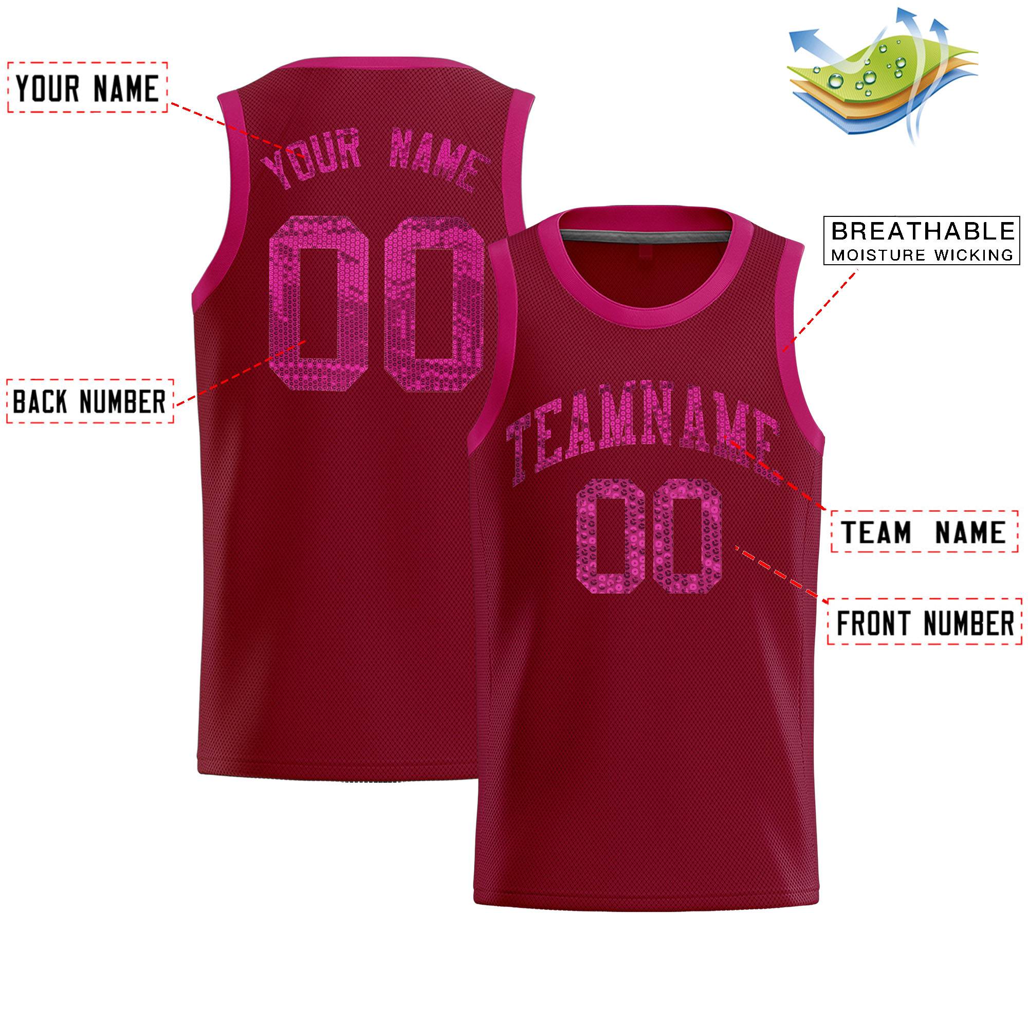 Custom Crimson Sequined Tops Athletic Basketball Jersey|KXKSHOP