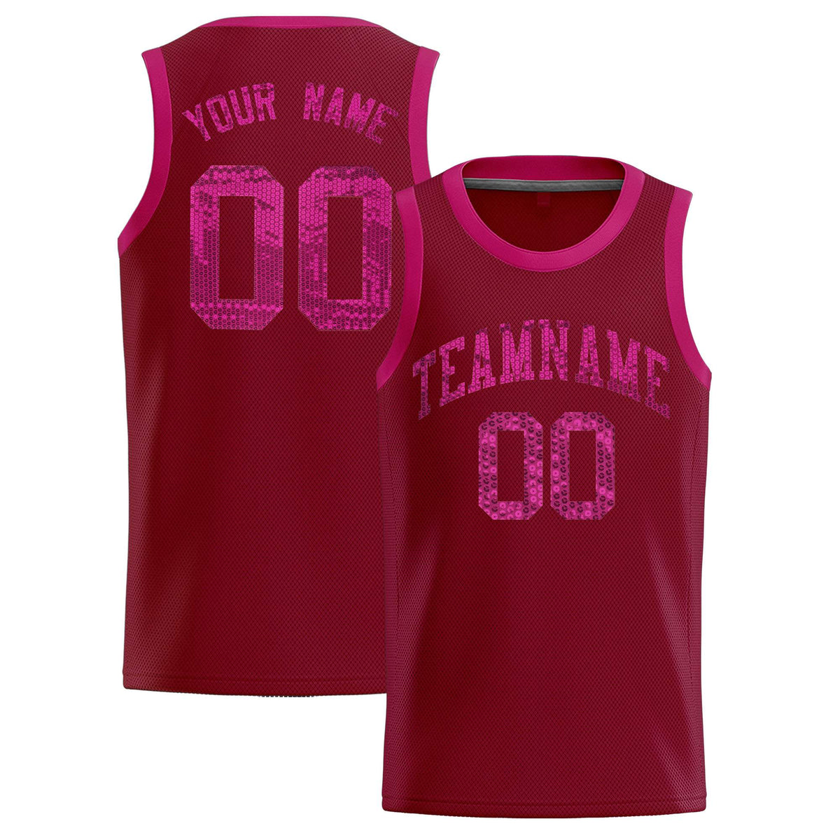 Custom Crimson Sequined Tops Athletic Basketball Jersey|KXKSHOP