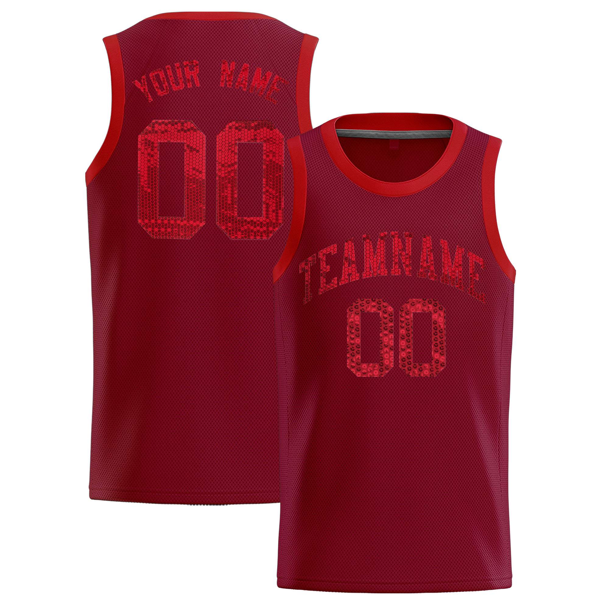 Custom Crimson Sequined Tops Athletic Basketball Jersey|KXKSHOP