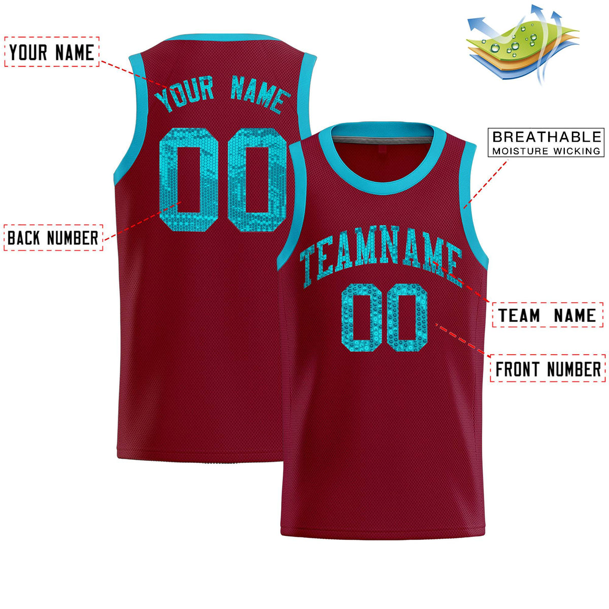 Custom Crimson Sequined Tops Athletic Basketball Jersey|KXKSHOP