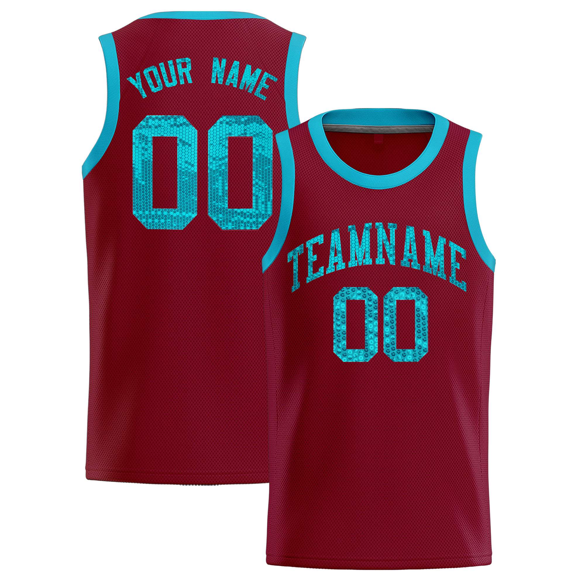 Custom Crimson Sequined Tops Athletic Basketball Jersey|KXKSHOP