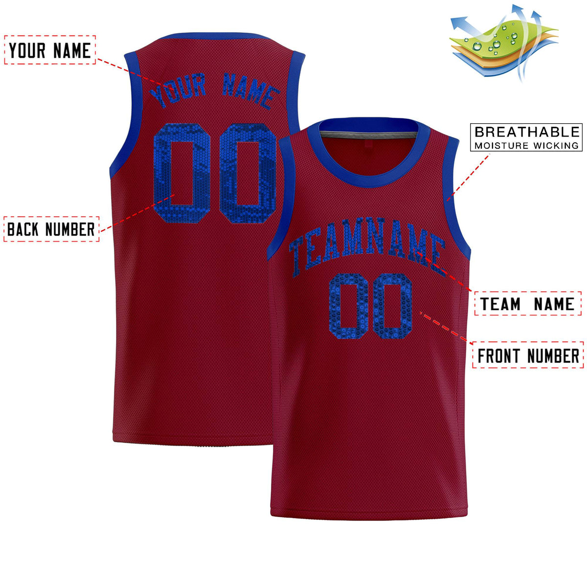 Custom Crimson Sequined Tops Athletic Basketball Jersey|KXKSHOP