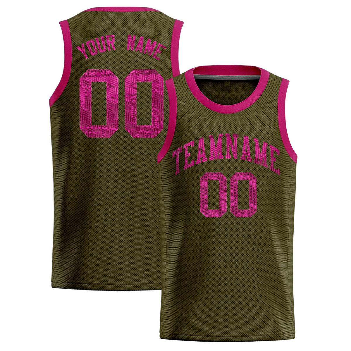Custom Olive Sequined Tops Athletic Basketball Jersey|KXKSHOP