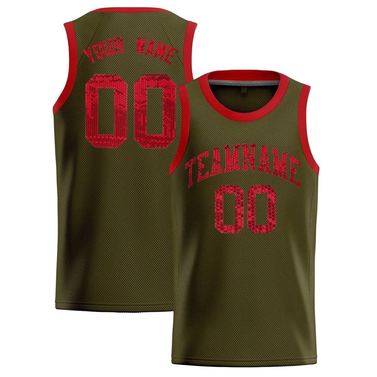 Custom Olive Sequined Tops Athletic Basketball Jersey|KXKSHOP