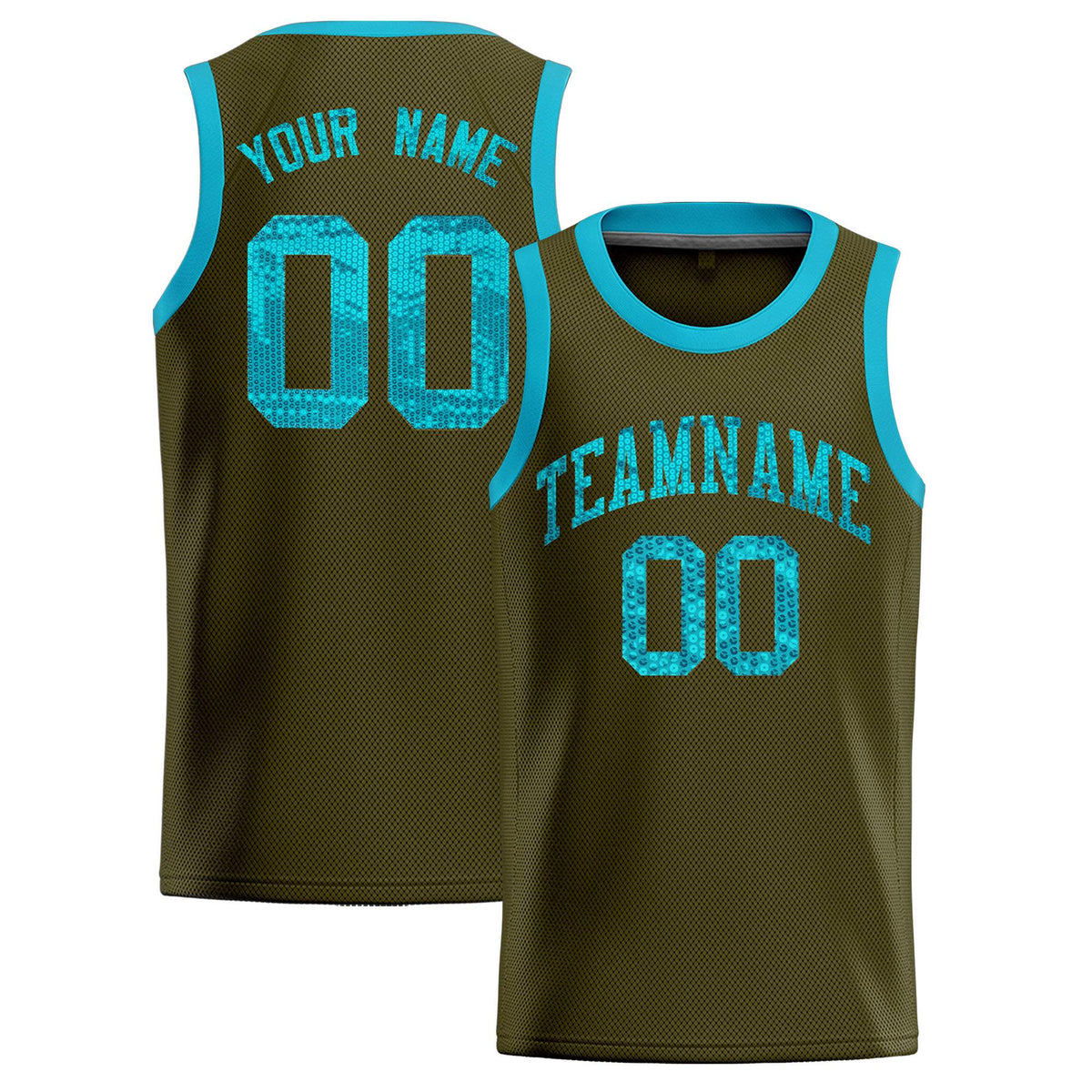 Custom Olive Sequined Tops Athletic Basketball Jersey|KXKSHOP
