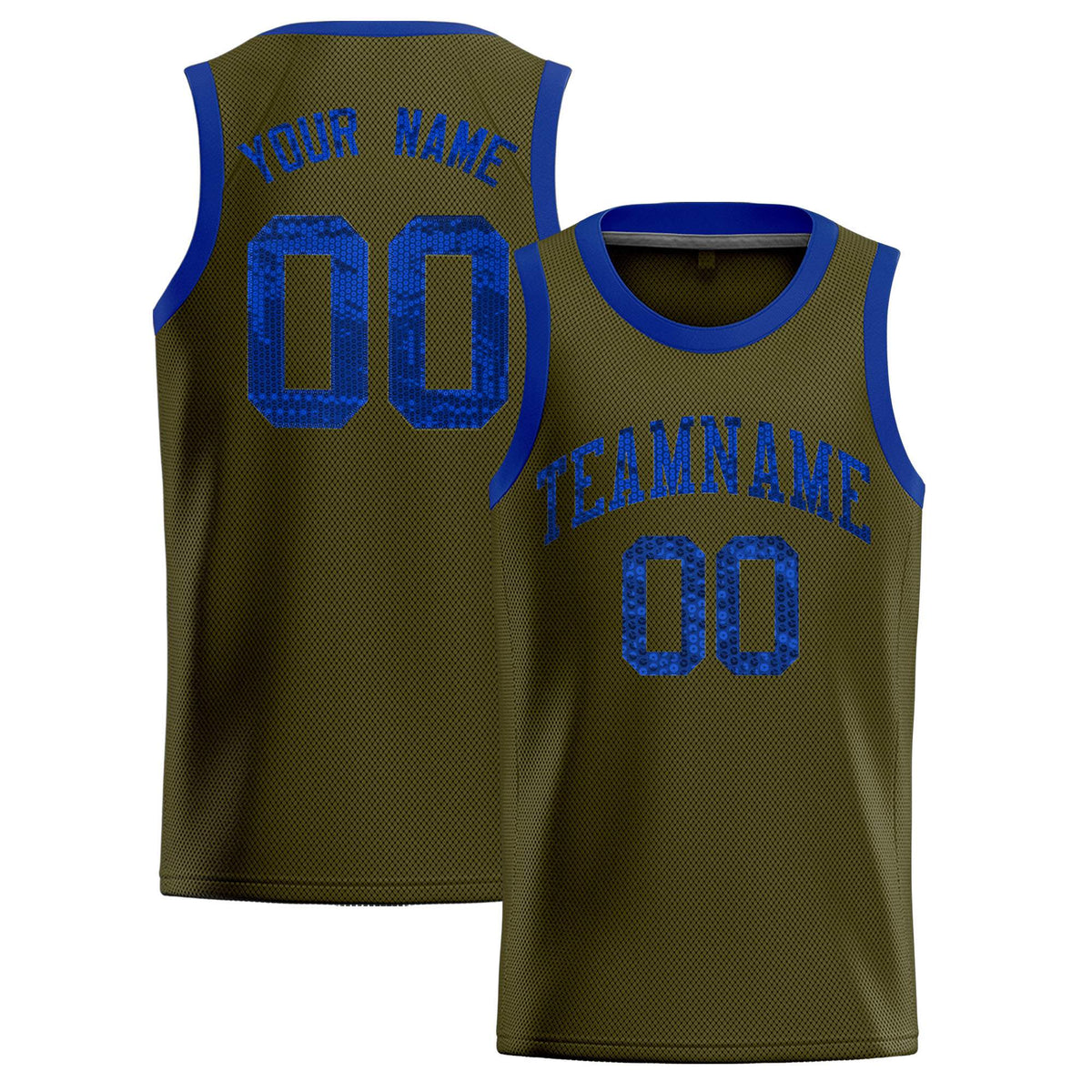 Custom Olive Sequined Tops Athletic Basketball Jersey|KXKSHOP