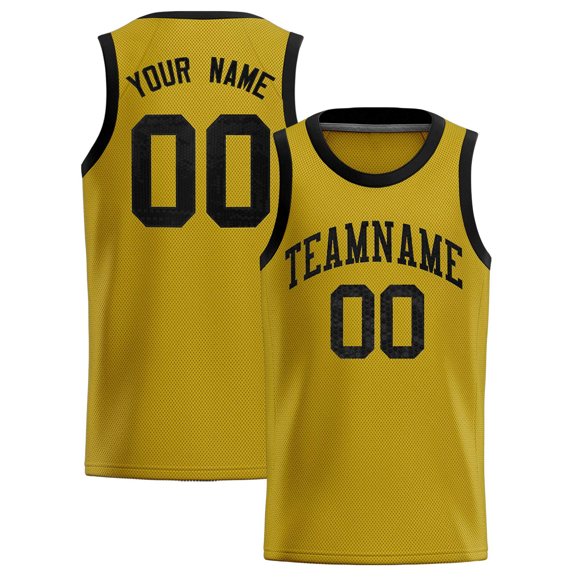 Custom Old Gold Sequined Tops Athletic Basketball Jersey|KXKSHOP