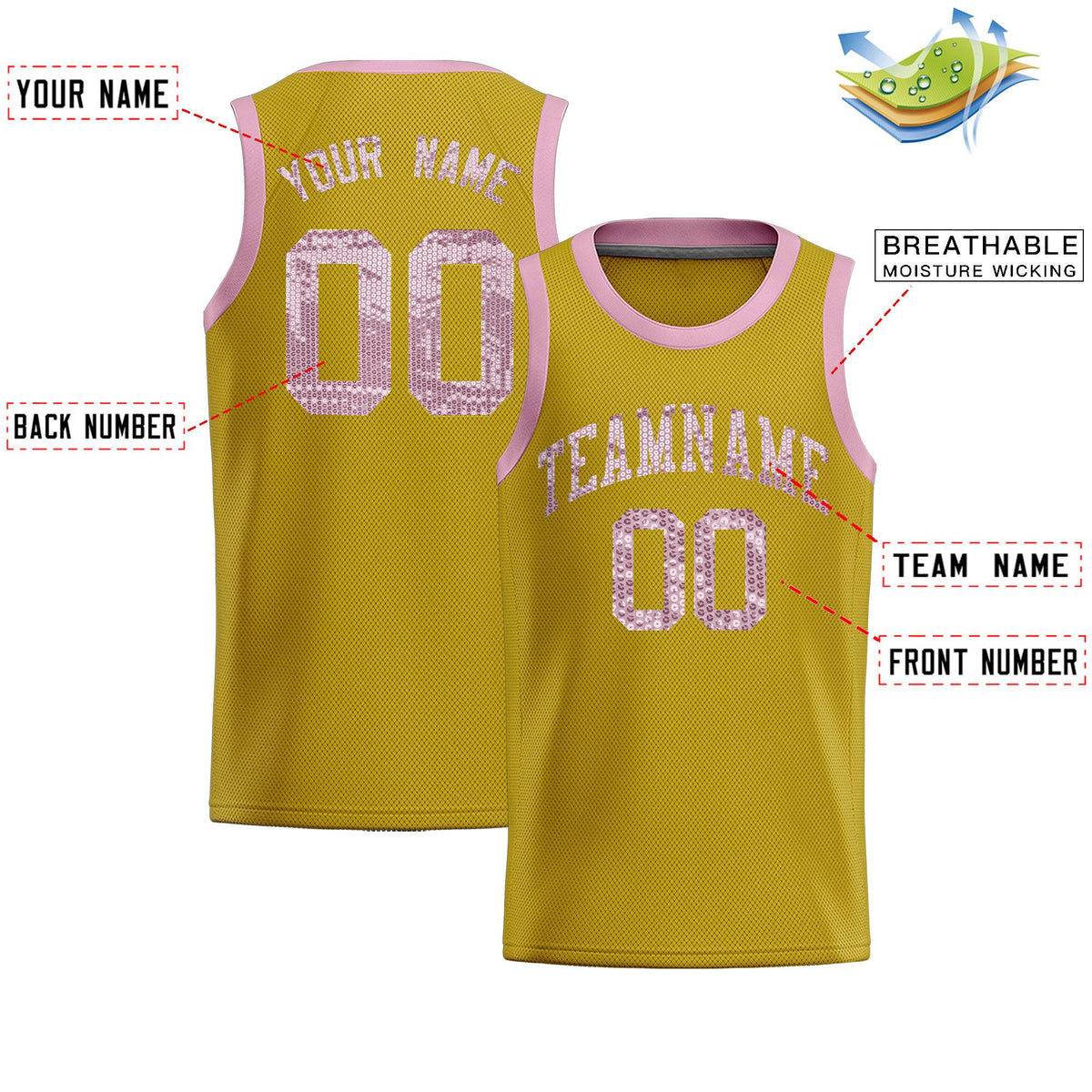 Custom Old Gold Sequined Tops Athletic Basketball Jersey|KXKSHOP