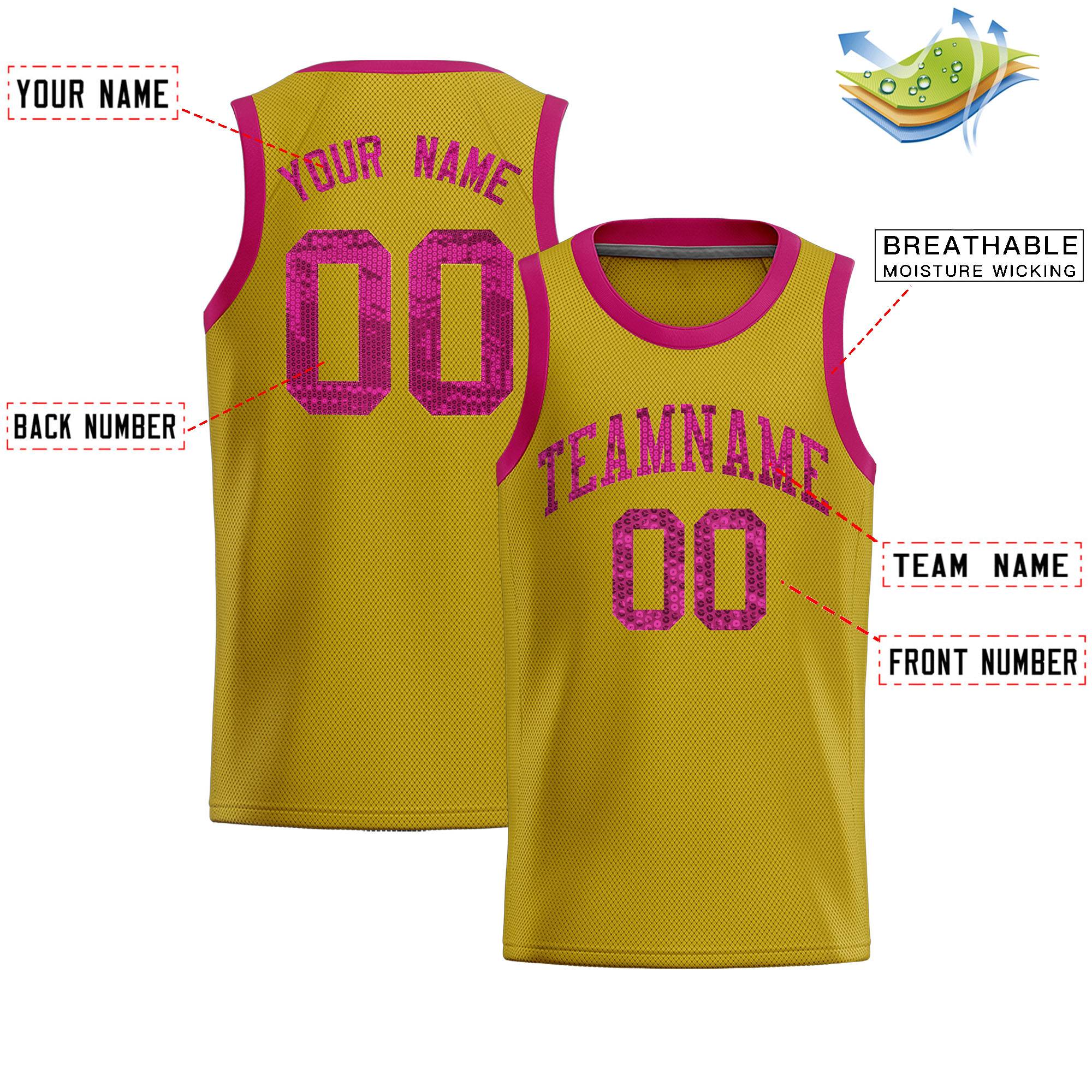 Custom Old Gold Sequined Tops Athletic Basketball Jersey|KXKSHOP