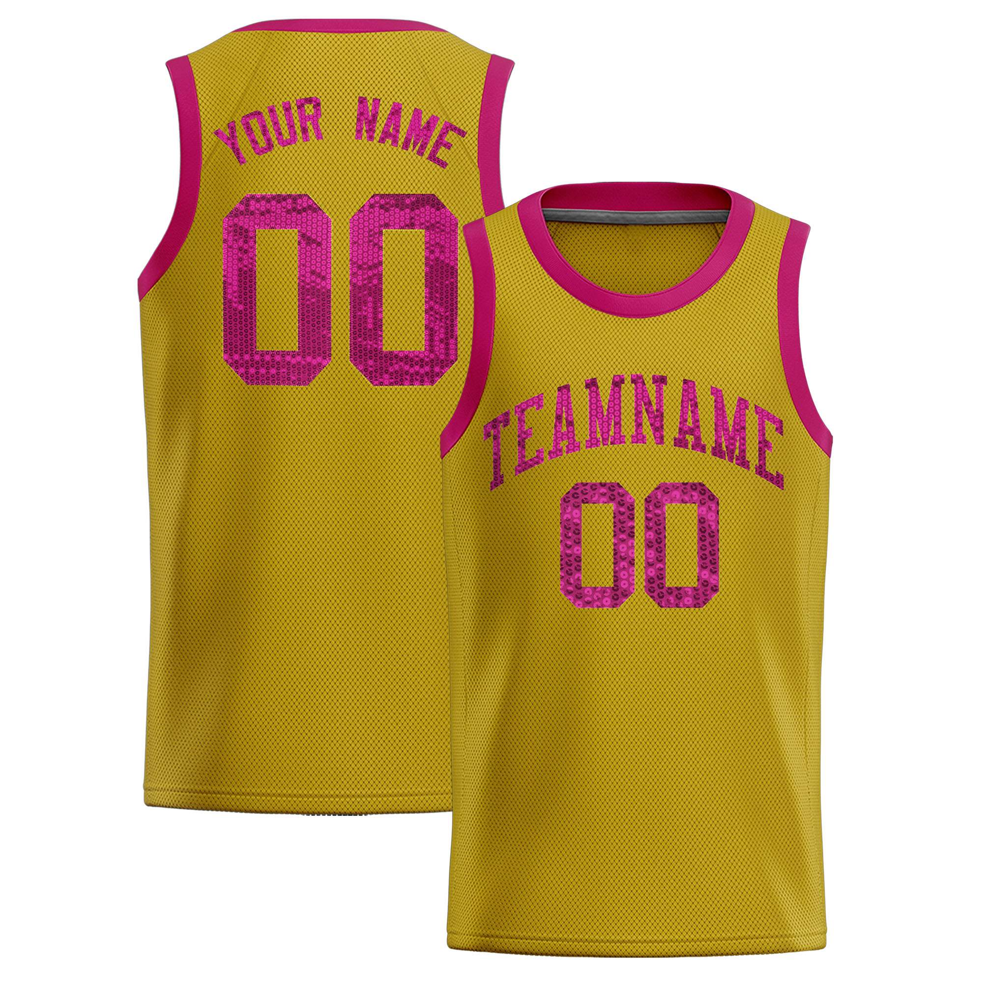 Custom Old Gold Sequined Tops Athletic Basketball Jersey|KXKSHOP