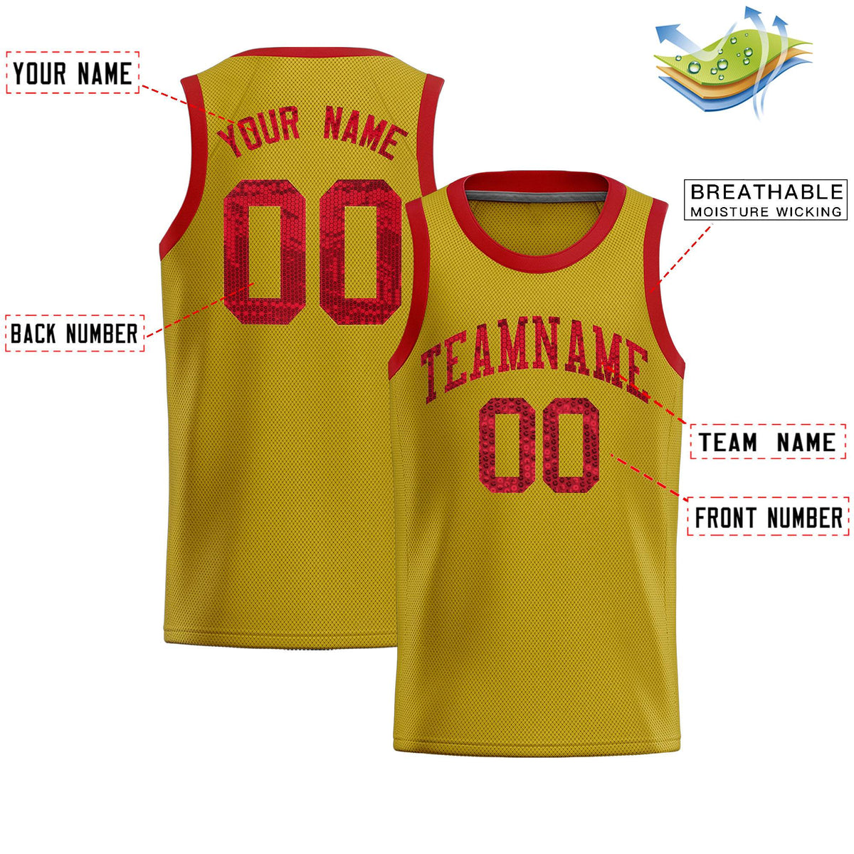 Custom Old Gold Sequined Tops Athletic Basketball Jersey|KXKSHOP