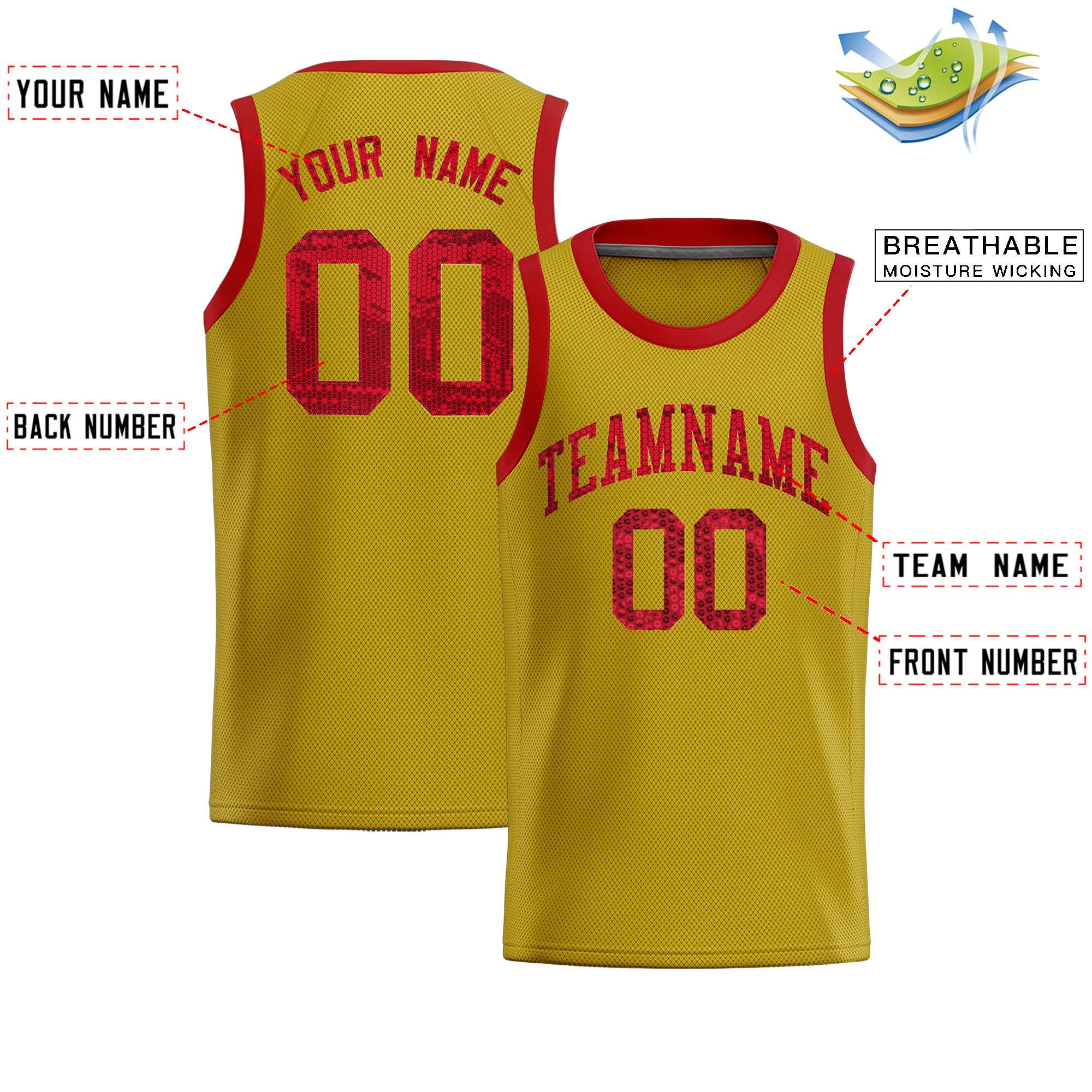 Custom Old Gold Sequined Tops Athletic Basketball Jersey|KXKSHOP