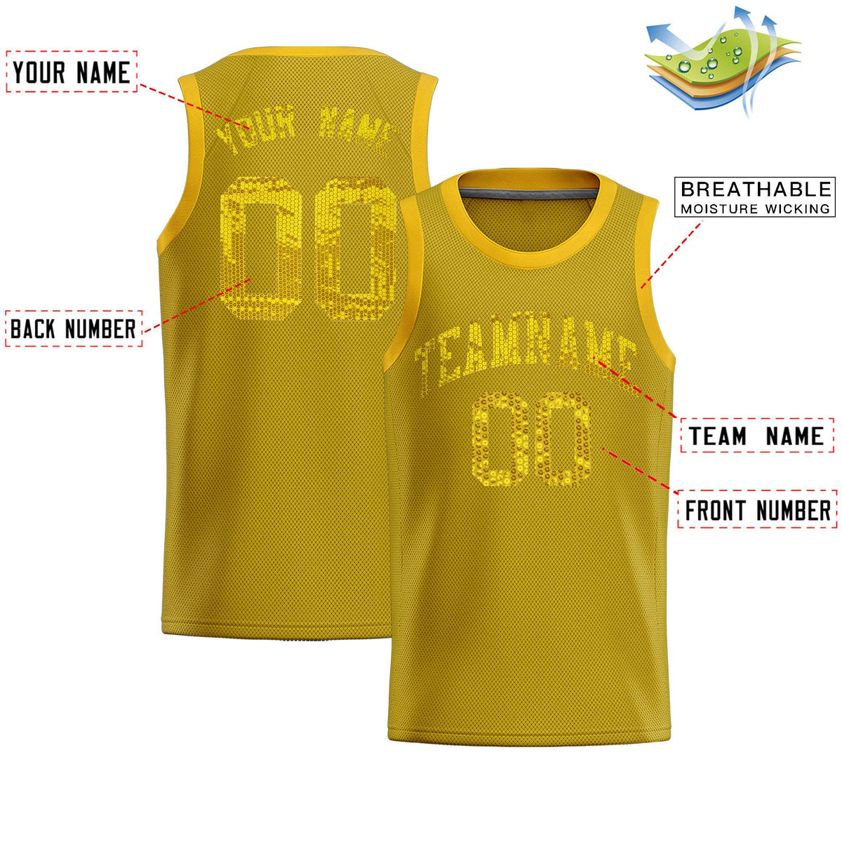 Custom Old Gold Sequined Tops Athletic Basketball Jersey|KXKSHOP