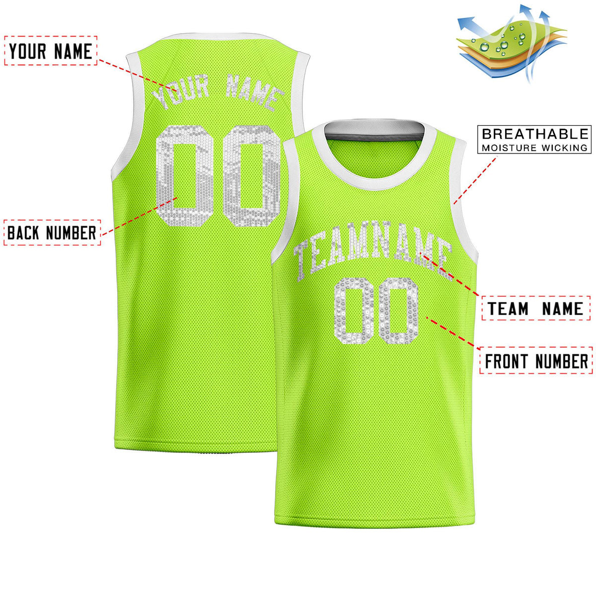 Custom Kelly Green Sequined Tops Athletic Basketball Jersey|KXKSHOP