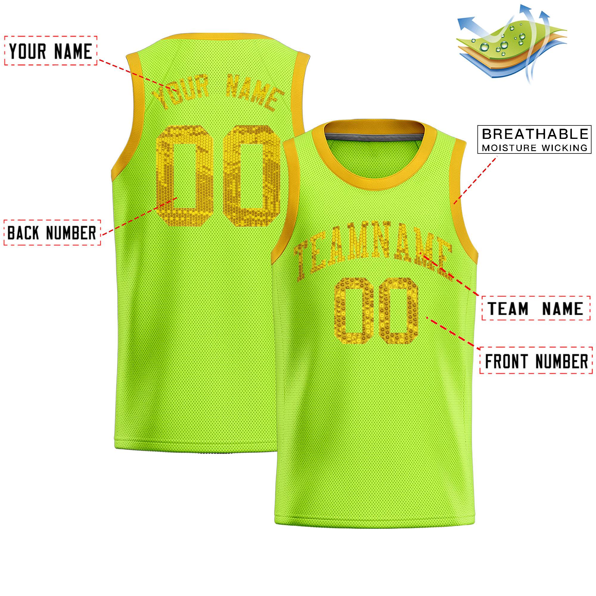 Custom Kelly Green Sequined Tops Athletic Basketball Jersey|KXKSHOP