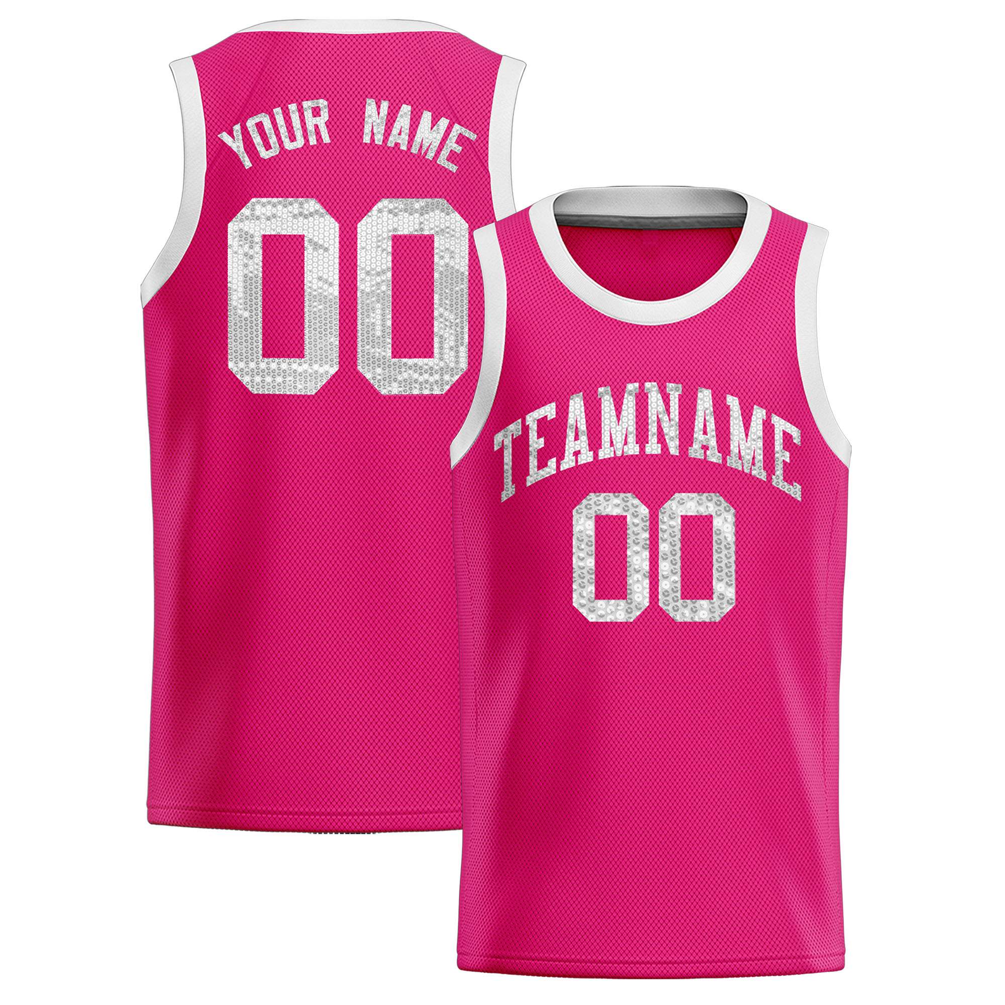 Custom Pink Sequined Tops Athletic Basketball Jersey|KXKSHOP