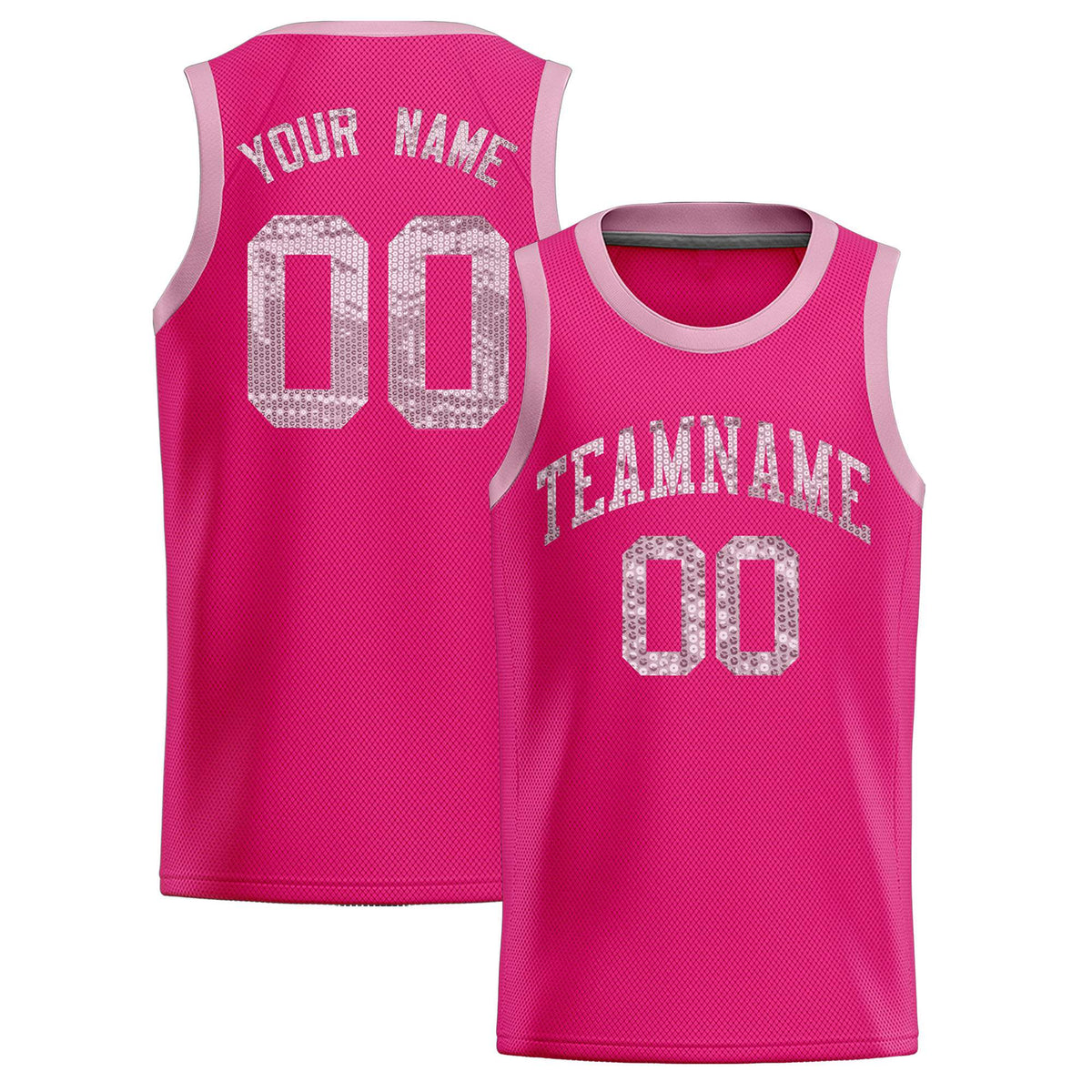 Custom Pink Sequined Tops Athletic Basketball Jersey|KXKSHOP