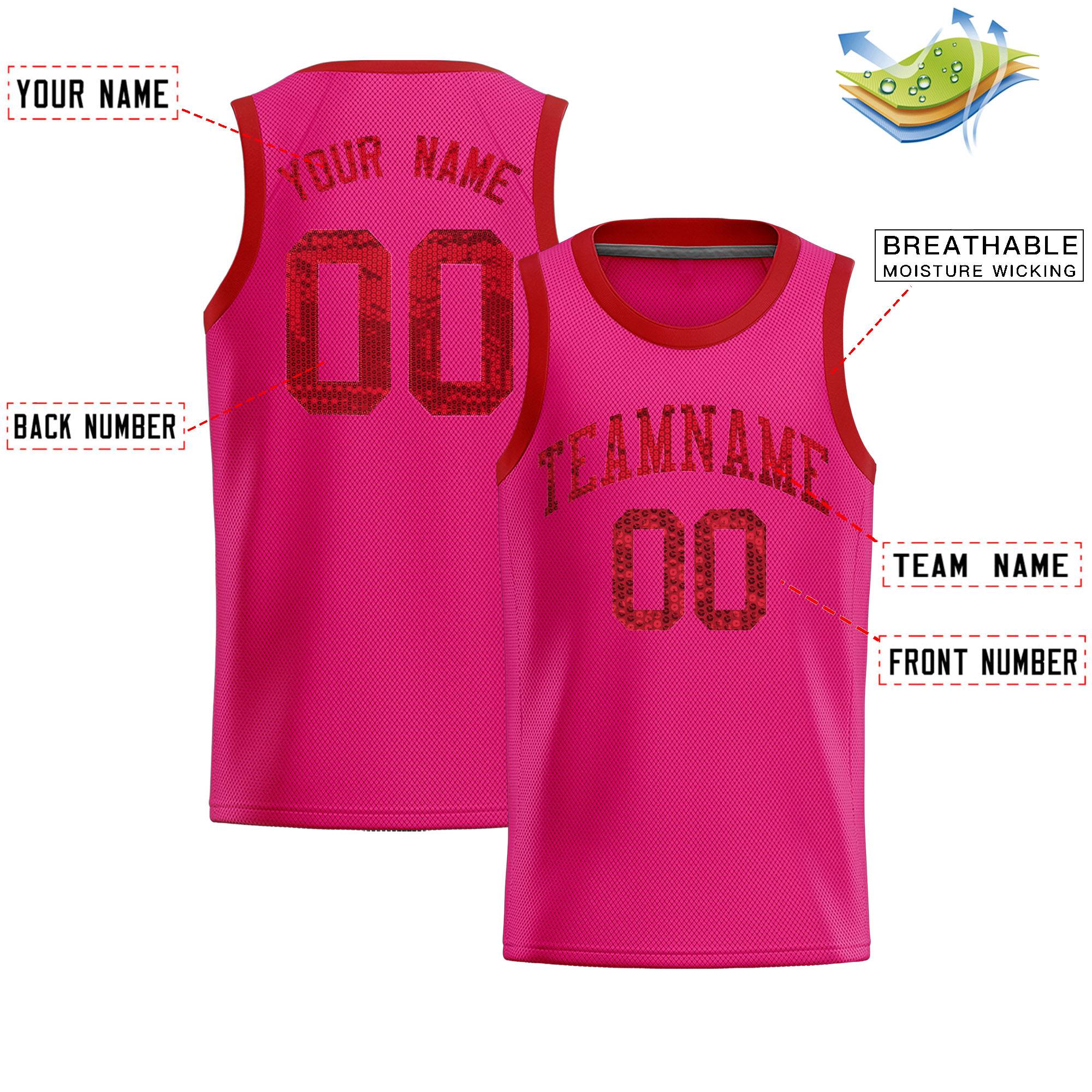 Custom Pink Sequined Tops Athletic Basketball Jersey|KXKSHOP