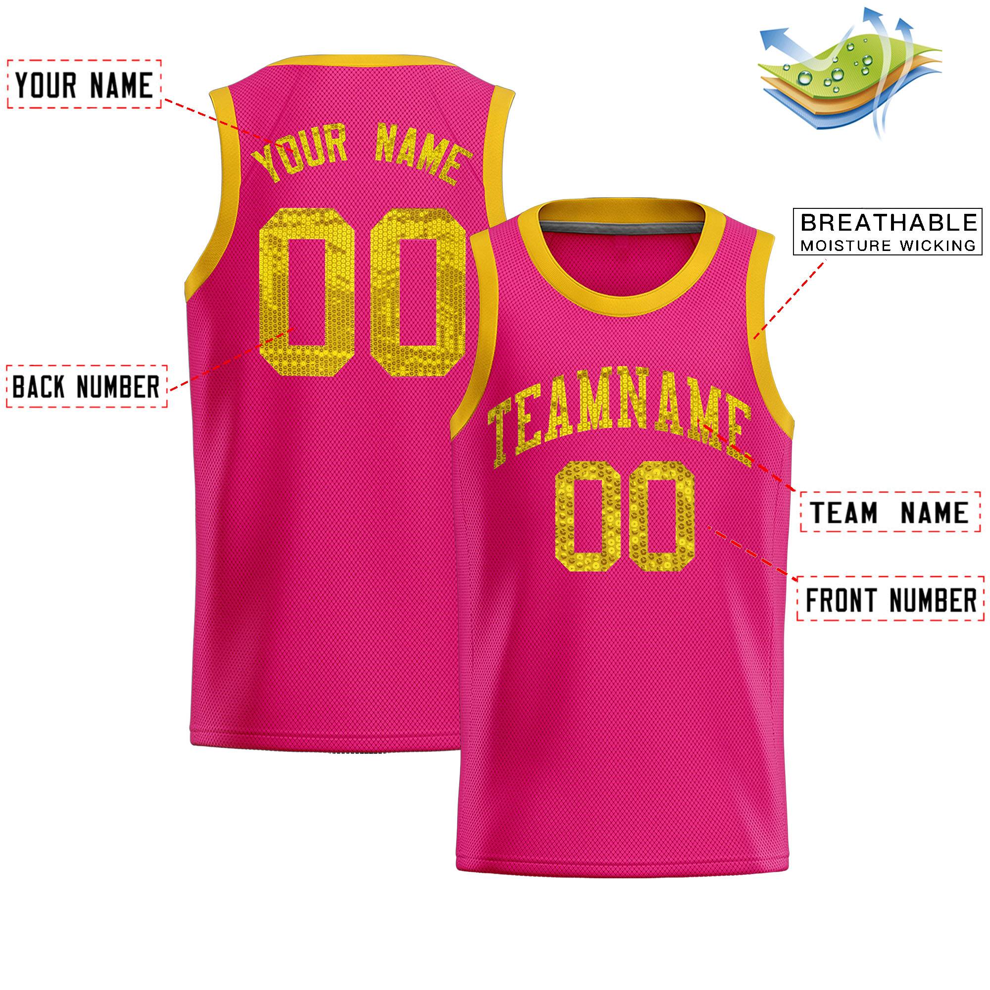 Custom Pink Sequined Tops Athletic Basketball Jersey|KXKSHOP