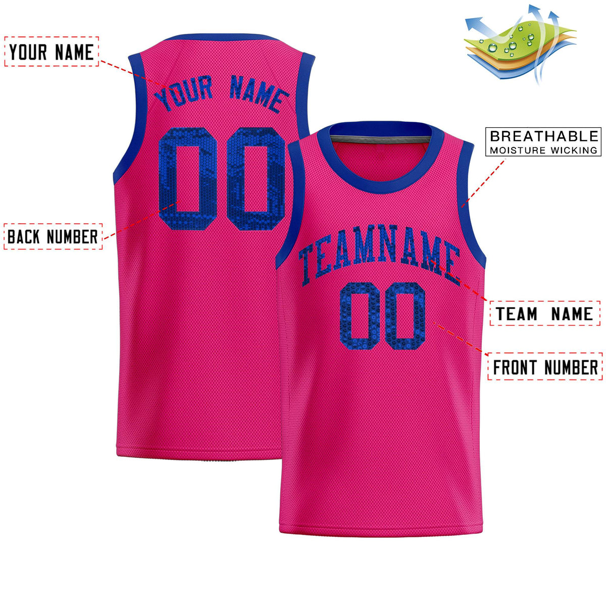 Custom Pink Sequined Tops Athletic Basketball Jersey|KXKSHOP