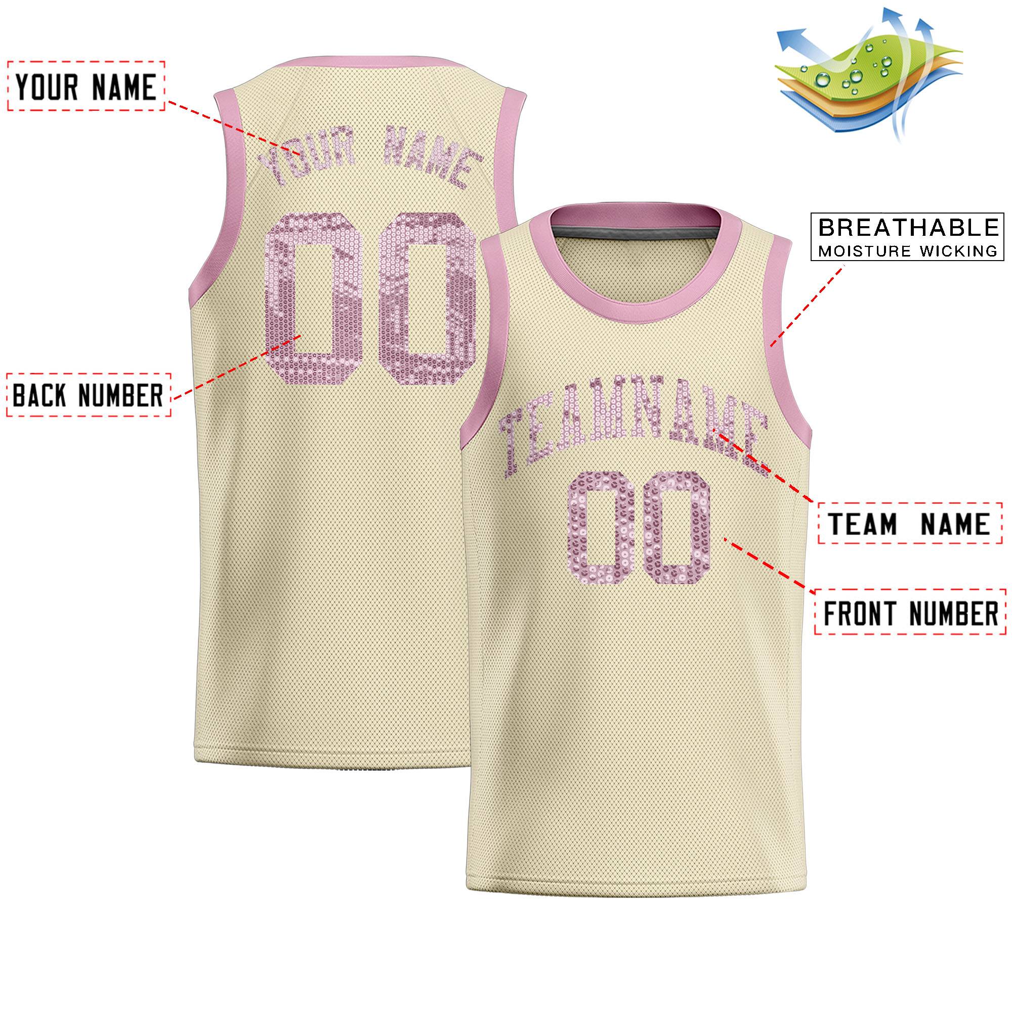 Custom Cream Sequined Tops Athletic Basketball Jersey|KXKSHOP