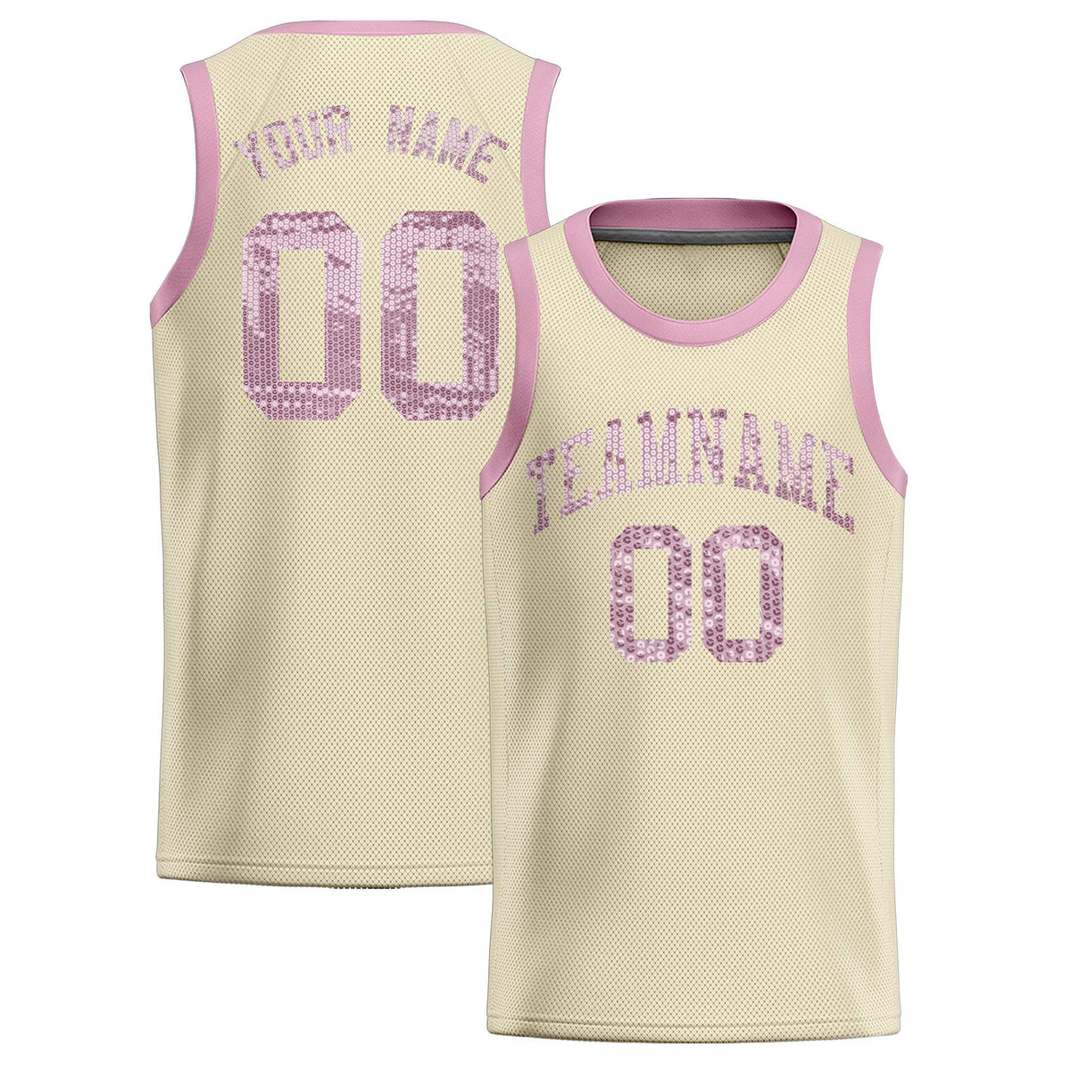 Custom Cream Sequined Tops Athletic Basketball Jersey|KXKSHOP