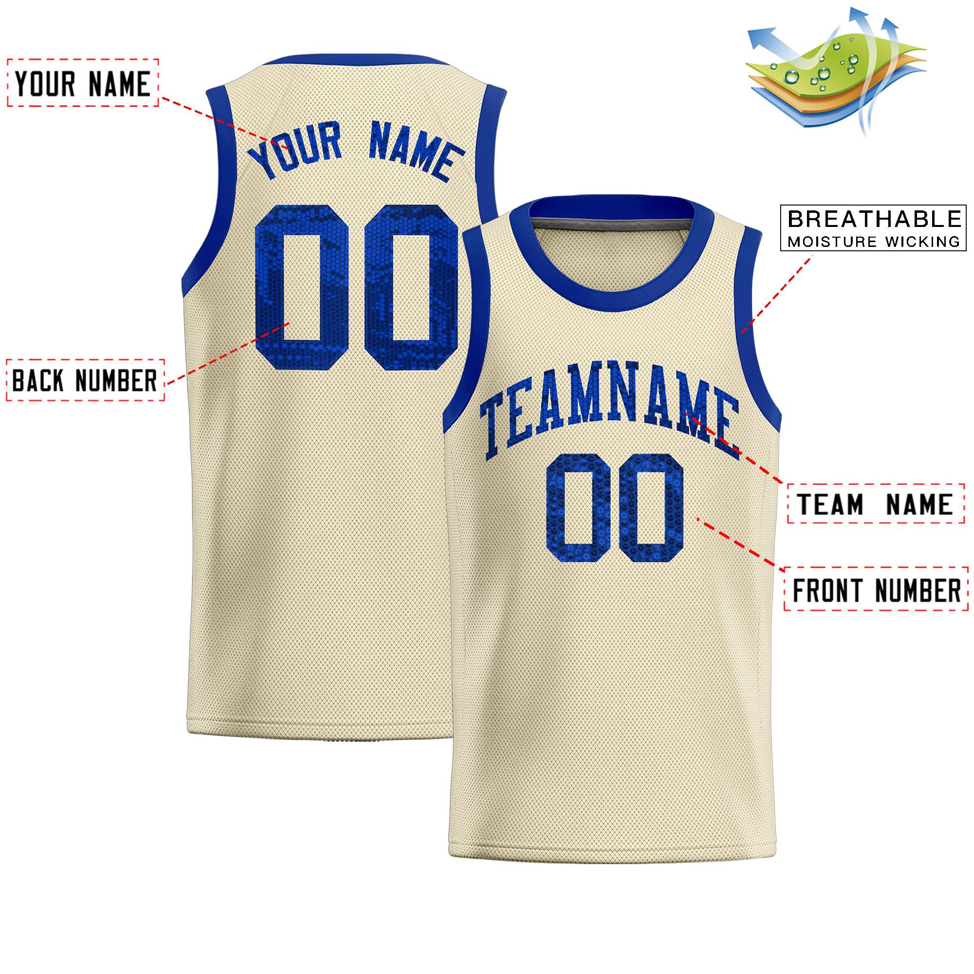 Custom Cream Sequined Tops Athletic Basketball Jersey|KXKSHOP